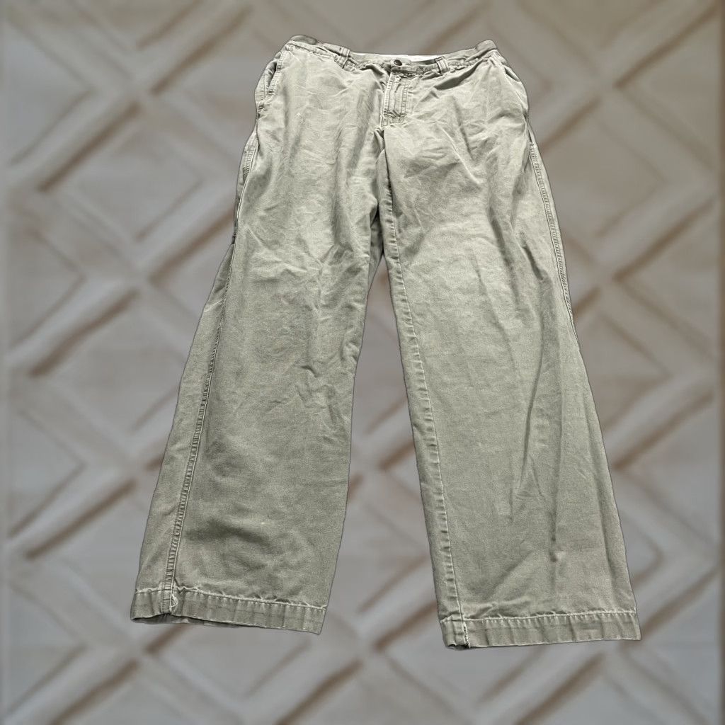 Vintage Columbia Chino Pants Mens 32 Green Straight Leg Snap Casual Cotton 32x31 Size US 32 / EU 48 - 1 Thumbnail