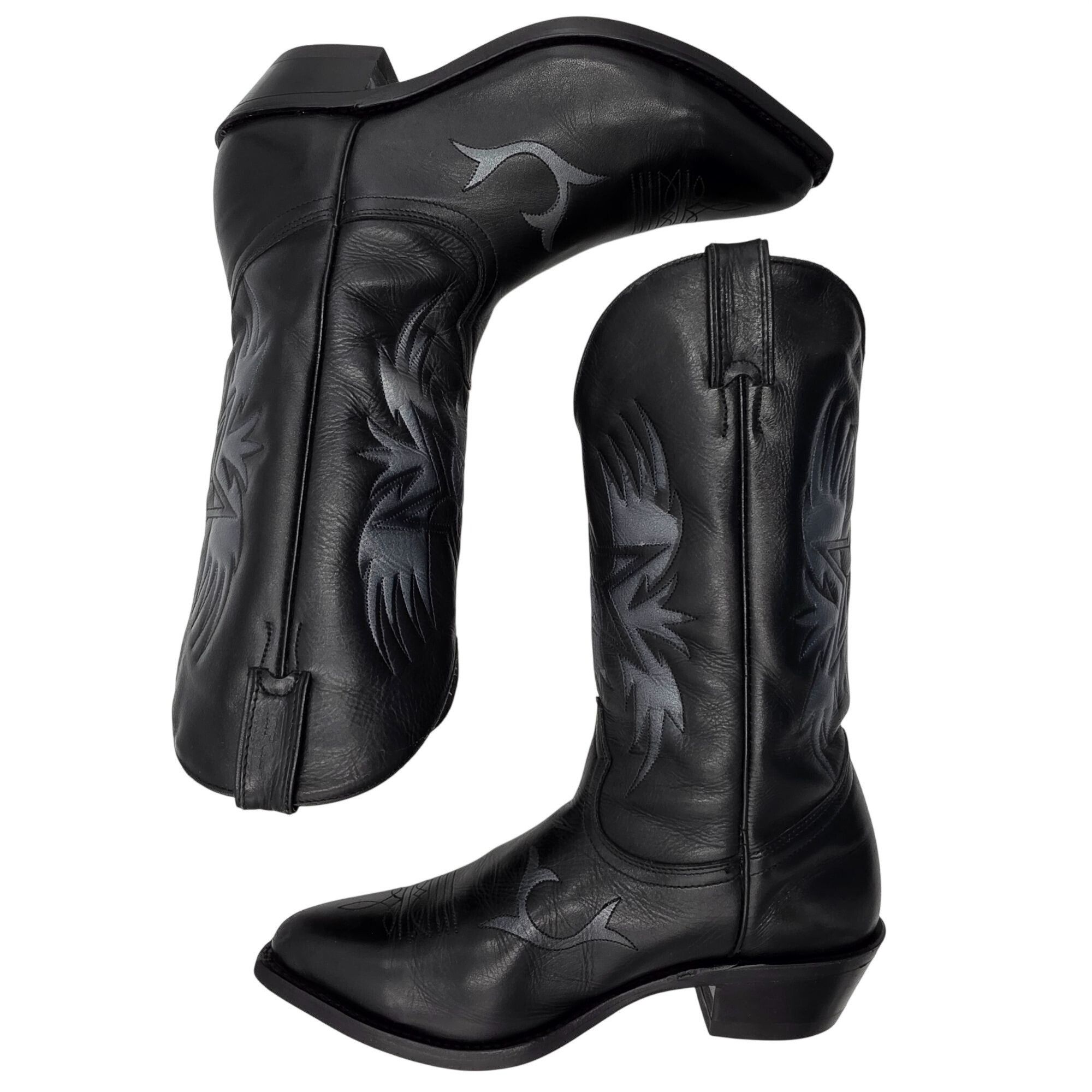 Boulet Boulet Mens Size 9.5EE Wide Black Silver Leather Cowboy West Size US 9.5 / EU 42-43 - 8 Thumbnail