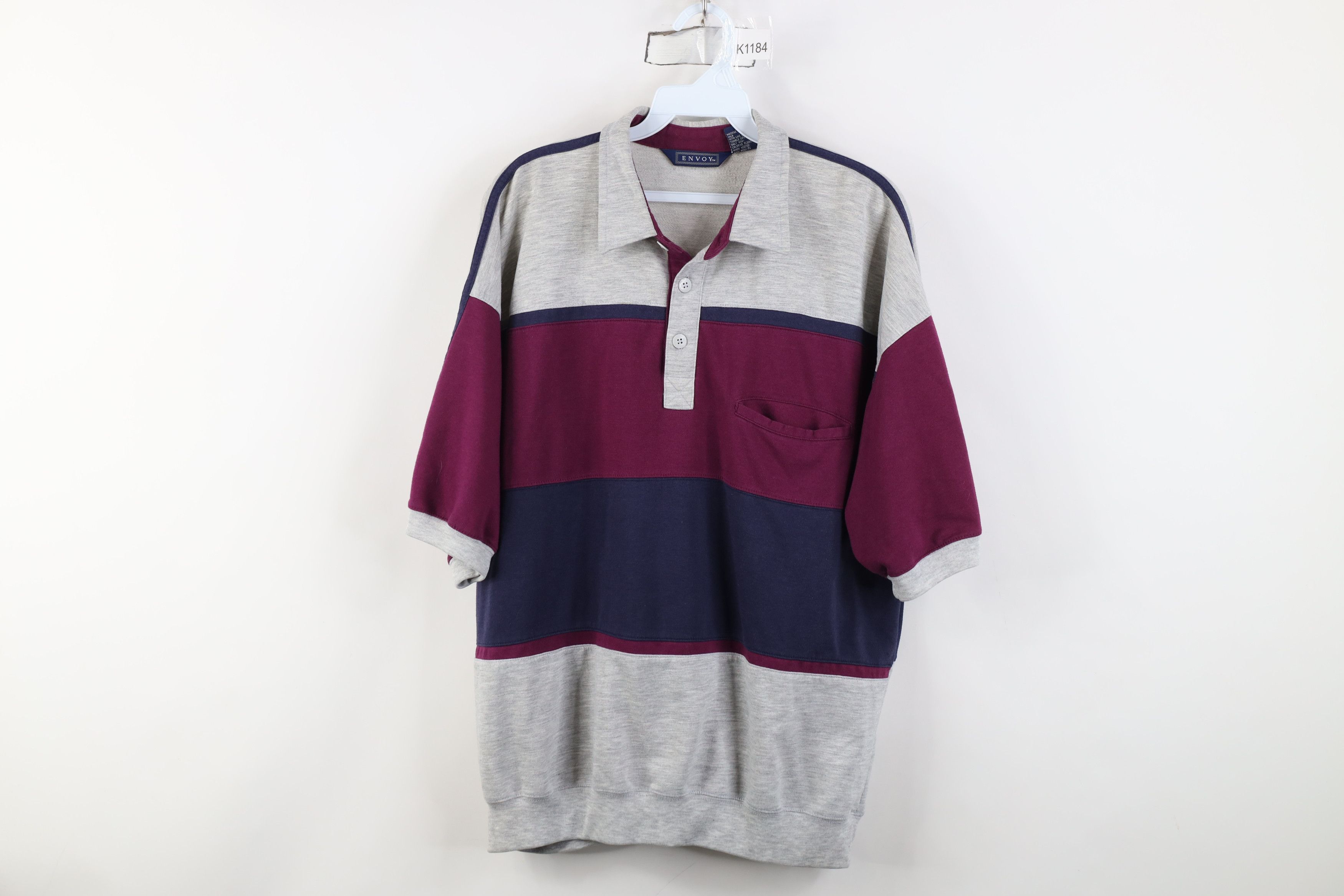 Vintage Vintage 90s Streetwear Block Collared Pullover Polo Shirt Size US L / EU 52-54 / 3 - 1 Thumbnail