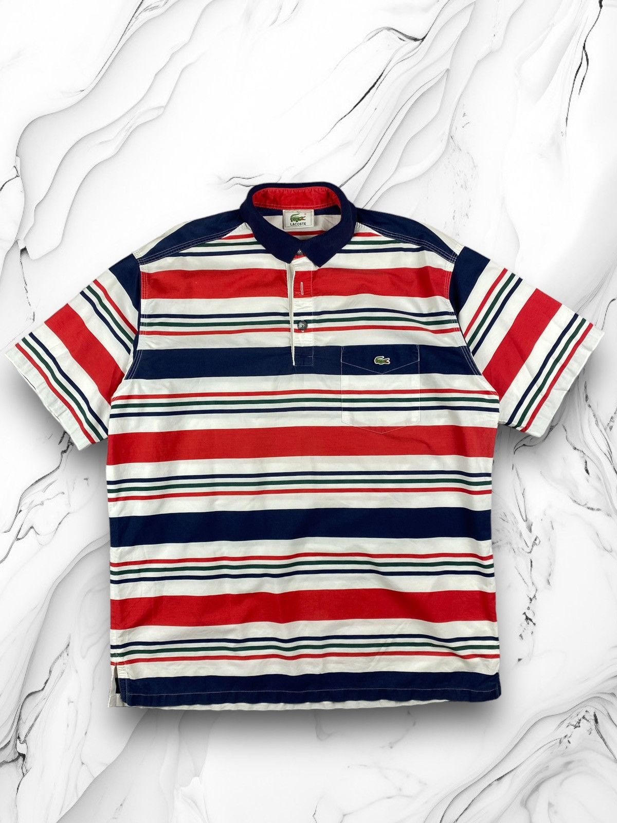 Lacoste Vintage Lacoste Striped Polo T Shirt Size XL Size US XL / EU 56 / 4 - 1 Thumbnail