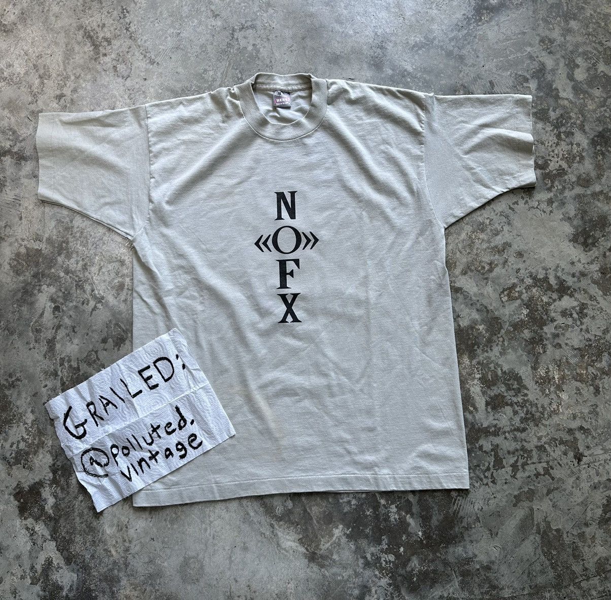 image of Band Tees x Vintage Nofx Liza Signed By El Hefe in Beige, Men's (Size XL)