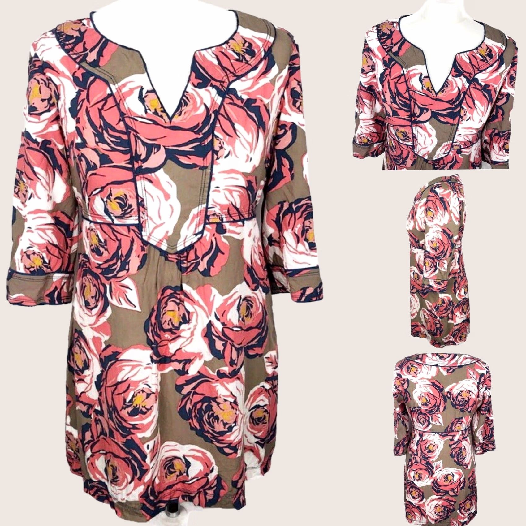 Boden Boden Floral Dress Half Sleeve Women’s Knee Length Multicoloured V-Neck Casual 10P UK 10 Boden WA360 Womens Dresses Size L / US 10 / IT 46 - 1 Thumbnail