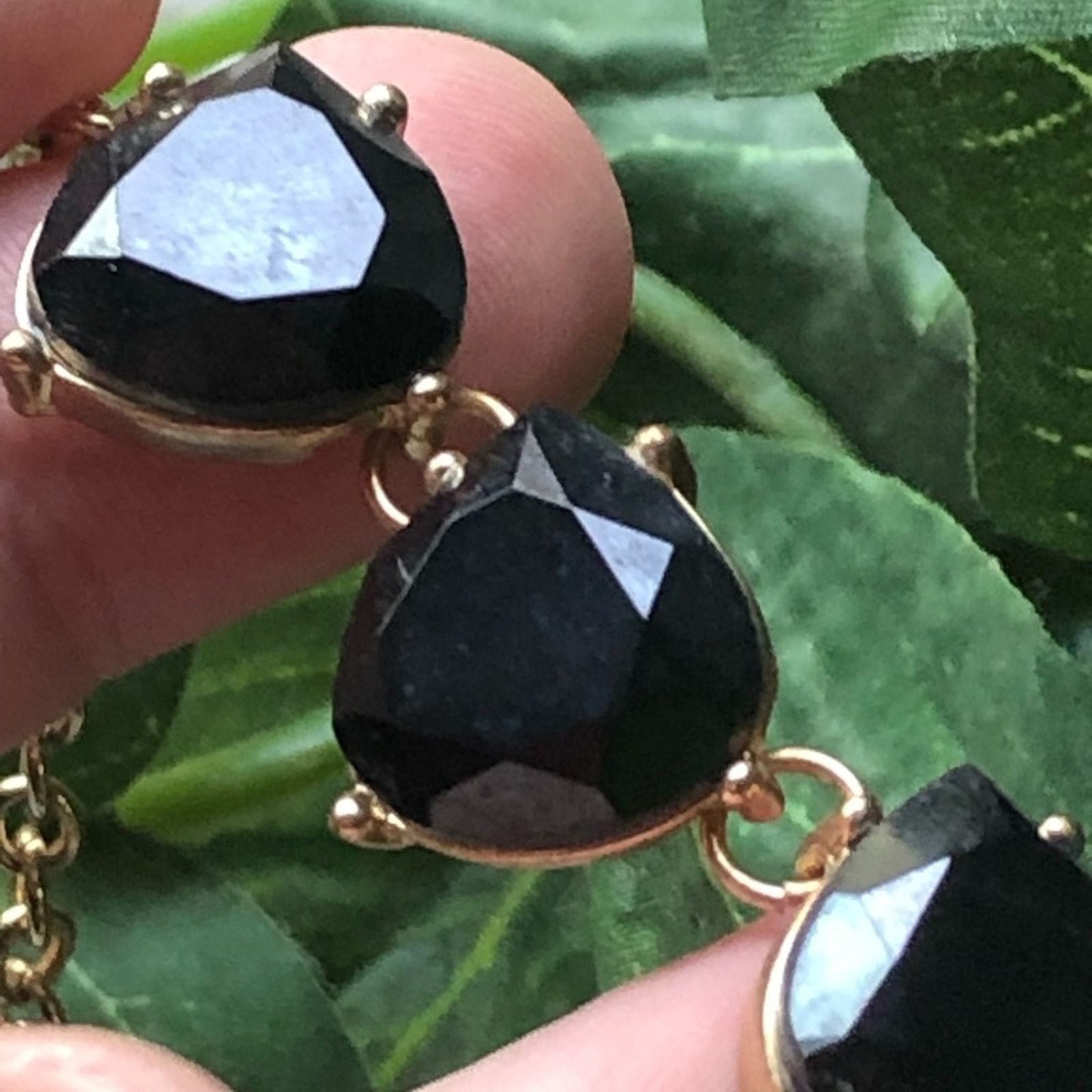 Jewelry Elegant faceted black glass stone bib necklace Size ONE SIZE - 3 Thumbnail