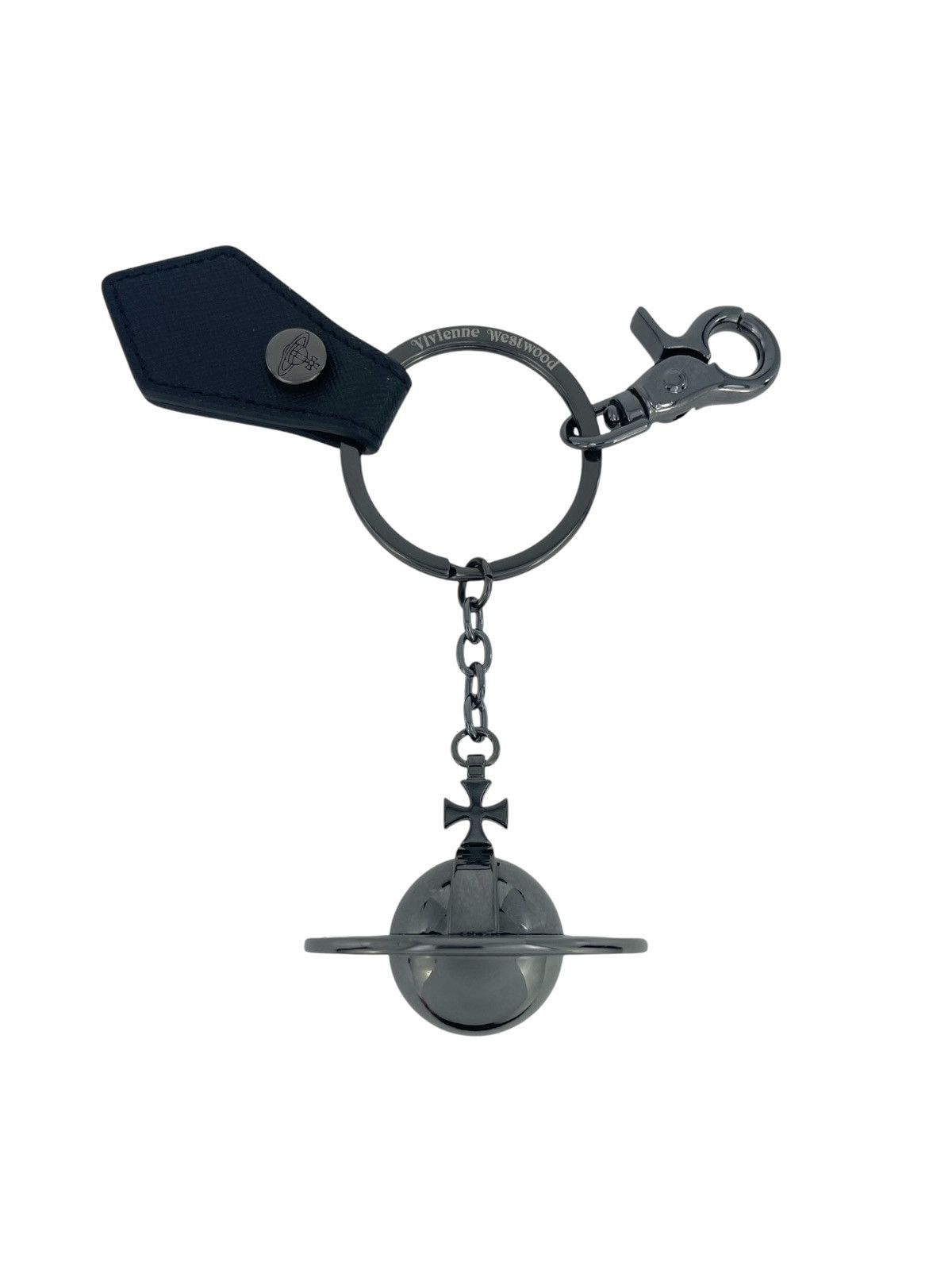 Pre-owned Vivienne Westwood Large 3d Gunmetal Orb Keychain