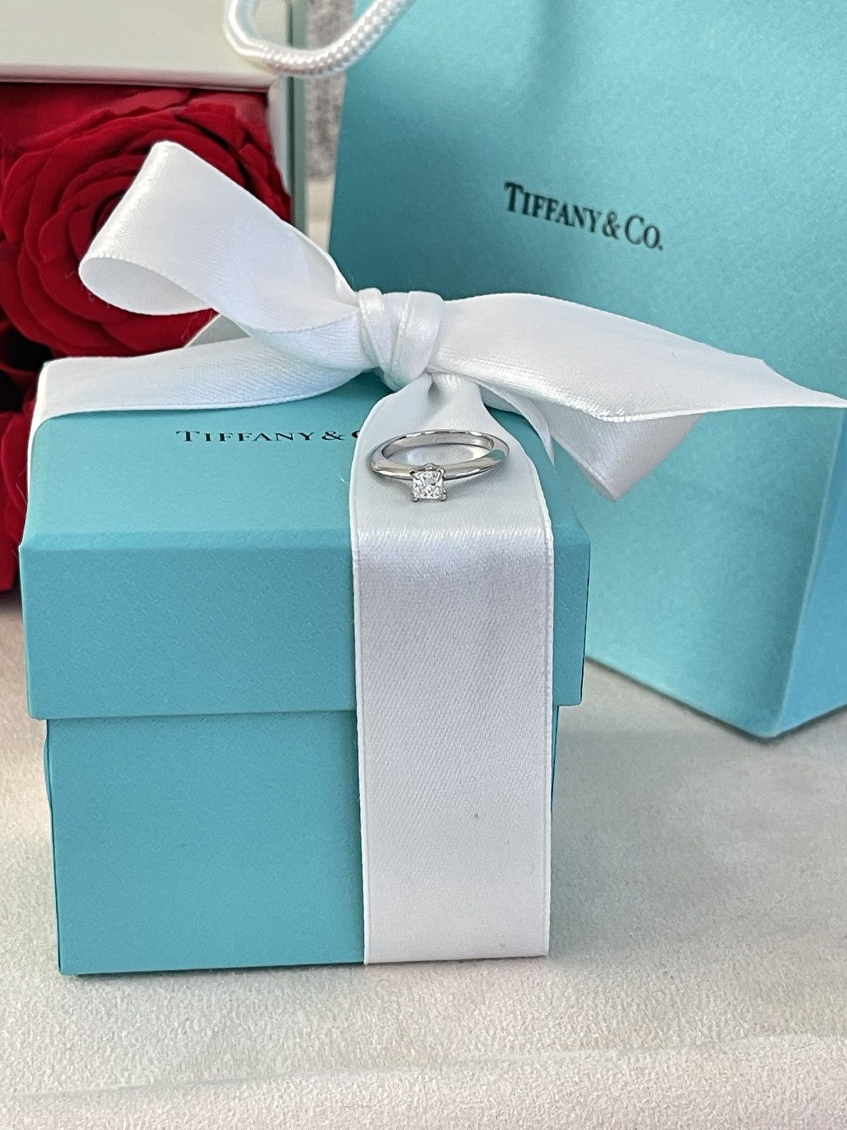 Tiffany & Co. Tiffany & Co. Platinum .31 Princess Cut Diamond Ring 4 $2880 Size ONE SIZE - 12 Thumbnail