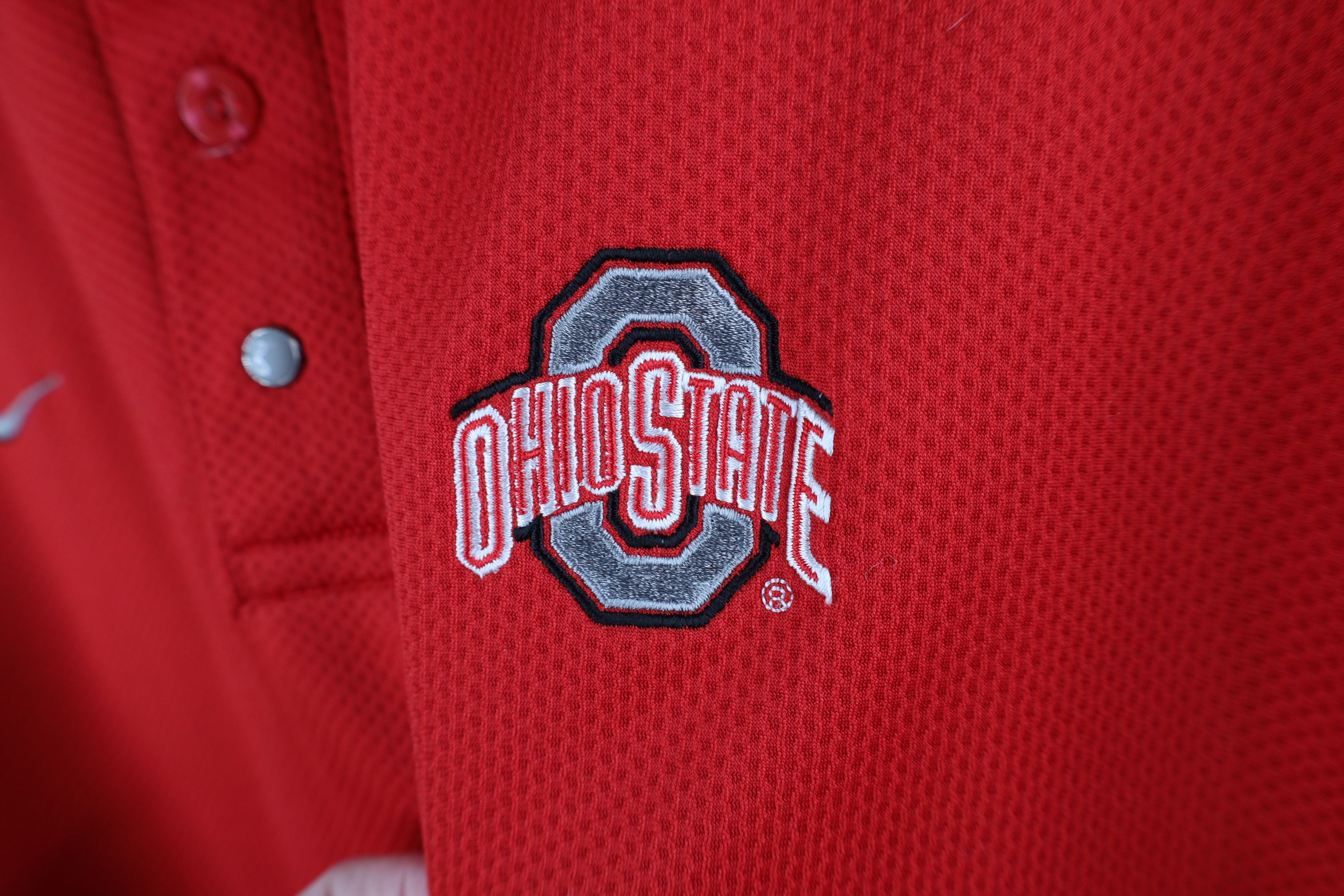Nike × Vintage Vintage Nike Swoosh Ohio State University Thermal Knit Polo Size US M / EU 48-50 / 2 - 6 Thumbnail