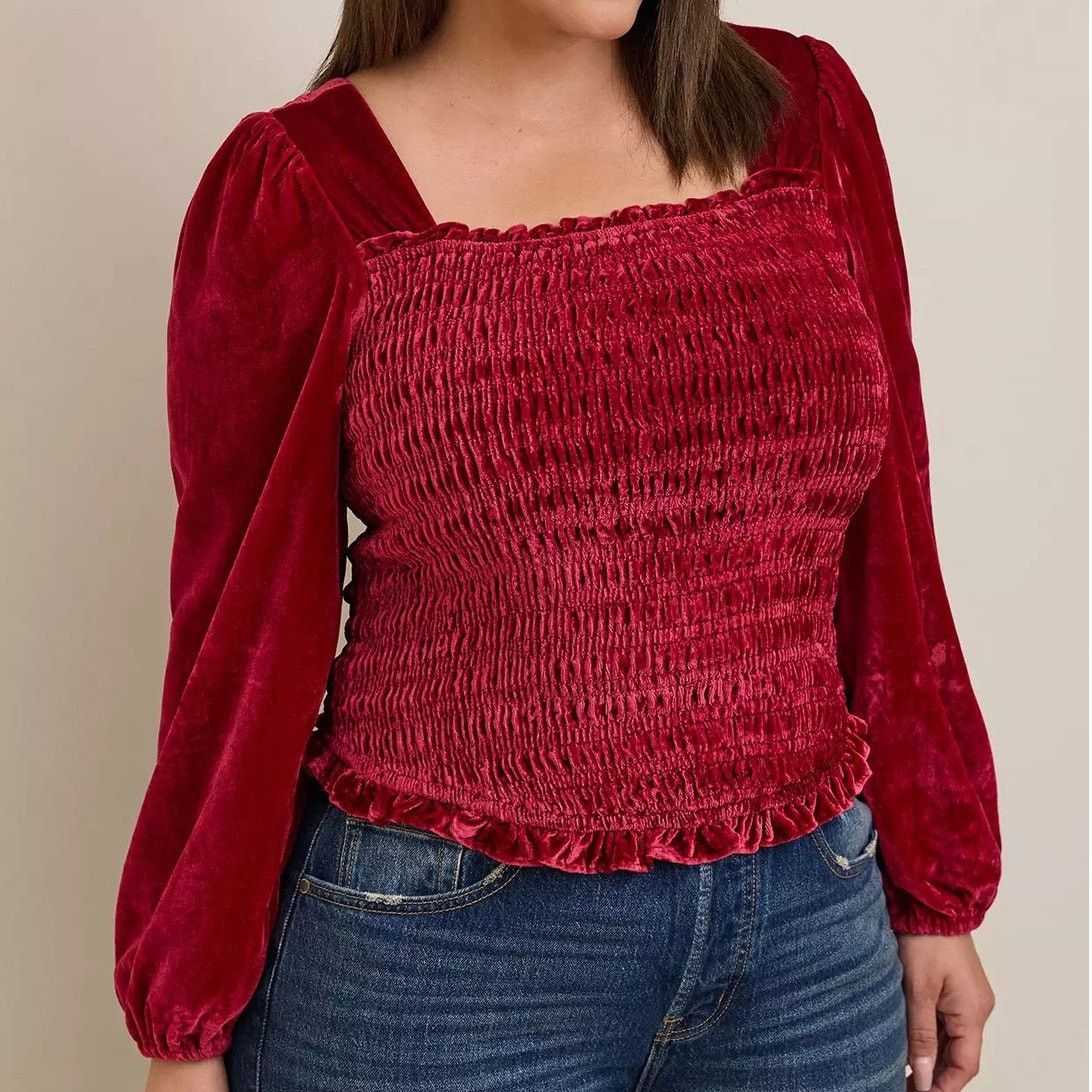 Torrid Torrid Womens Velvet Smocked Crop Top Plus Size 3X Stretch Size 3XL / US 20-22 - 1 Thumbnail