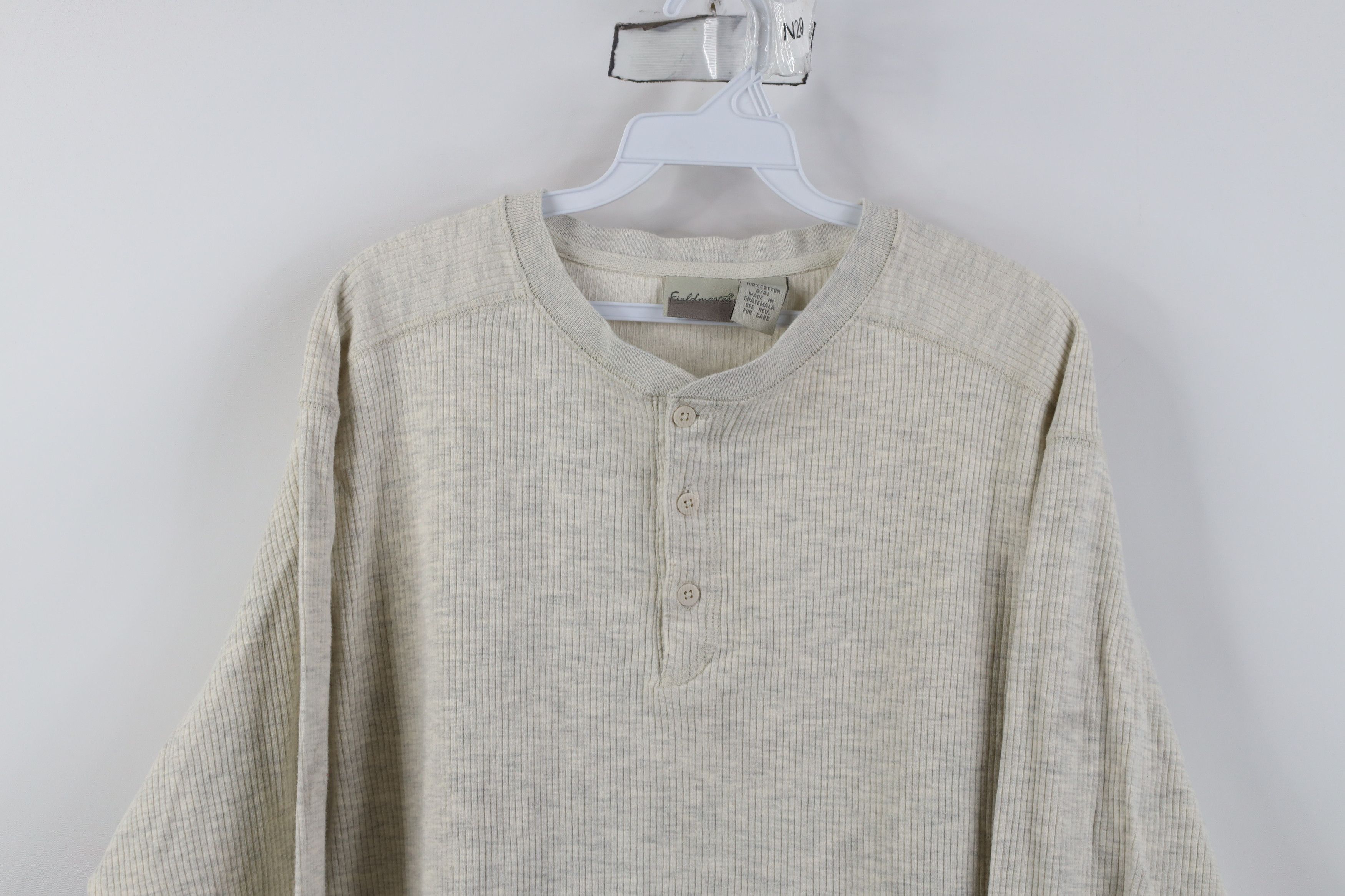 Vintage Vintage 90s Streetwear Ribbed Long Sleeve Henley T-Shirt Size US L / EU 52-54 / 3 - 2 Thumbnail