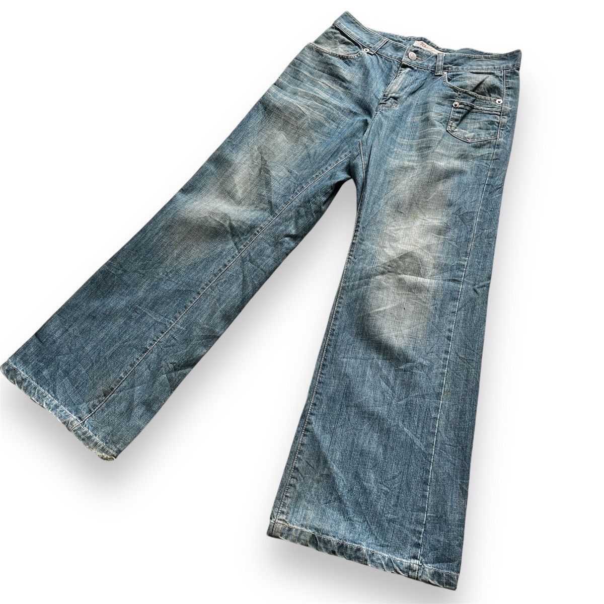 If Six Was Nine × The Upsetter Booty Cut Flare Distressed Denim Jeans Size US 32 / EU 48 - 1 Thumbnail