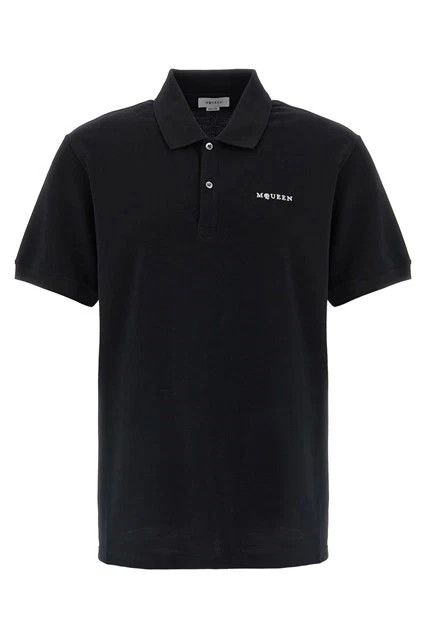 ALEXANDER MCQUEEN Black Cotton Polo Shirt New & Authentic