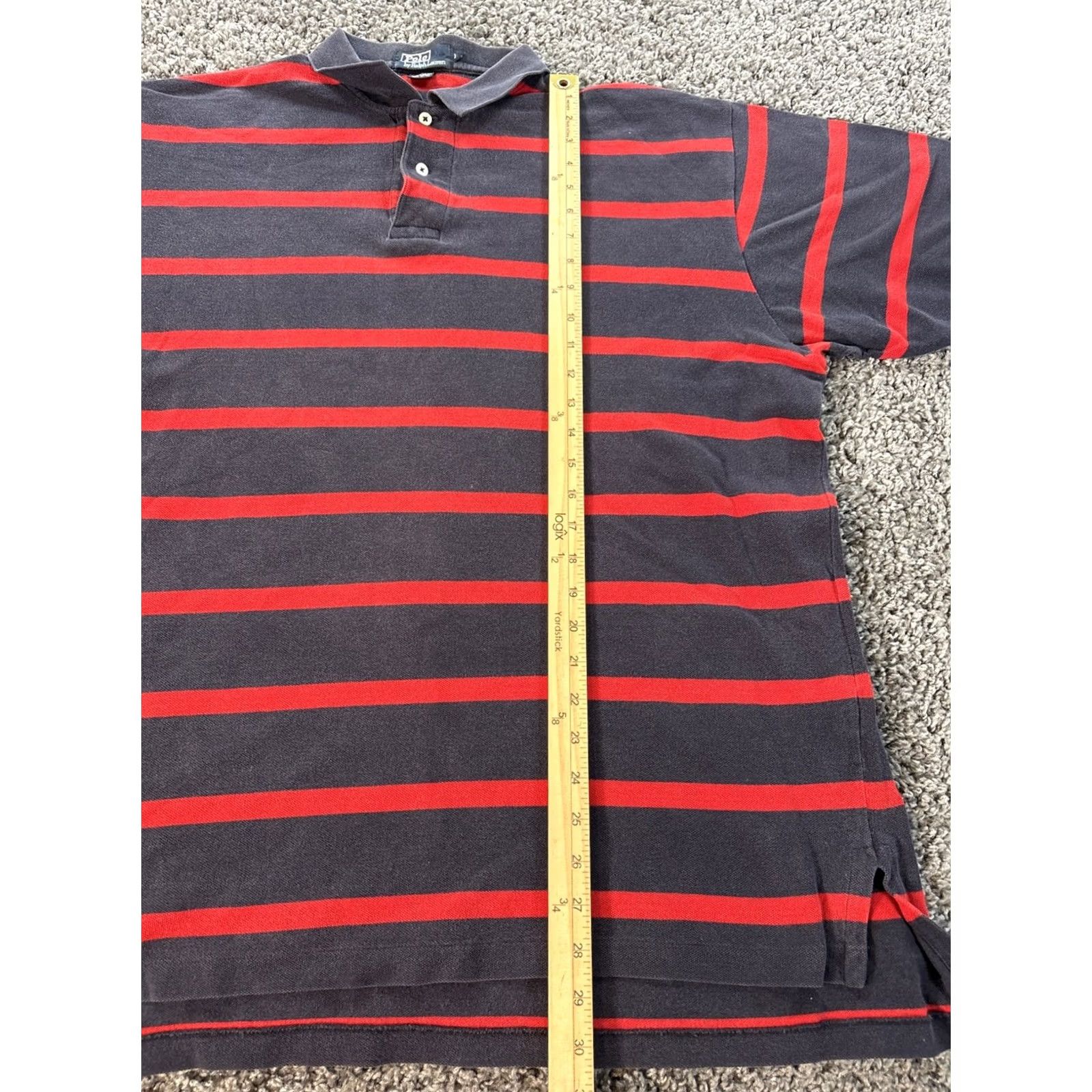 Polo Ralph Lauren VINTAGE Polo Ralph Lauren Polo Shirt Mens 2XL Red/Blue Striped Green Pony Rugby 90s Mens Polo Shirt Size US XXL / EU 58 / 5 - 2 Thumbnail