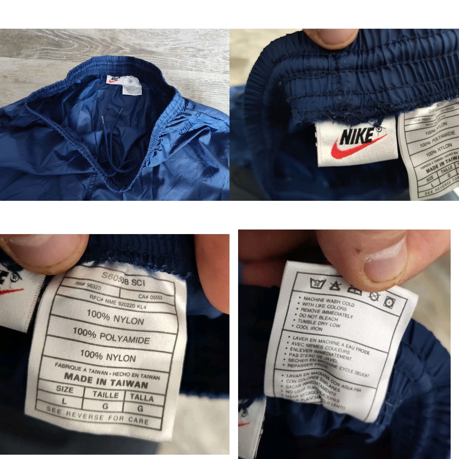Nike VINTAGE Nike Track Pants Women’s Size L Tapered Joggers Windbreaker Athleisure 90s Blue Size 36" / US 14 / IT 50 - 8 Thumbnail