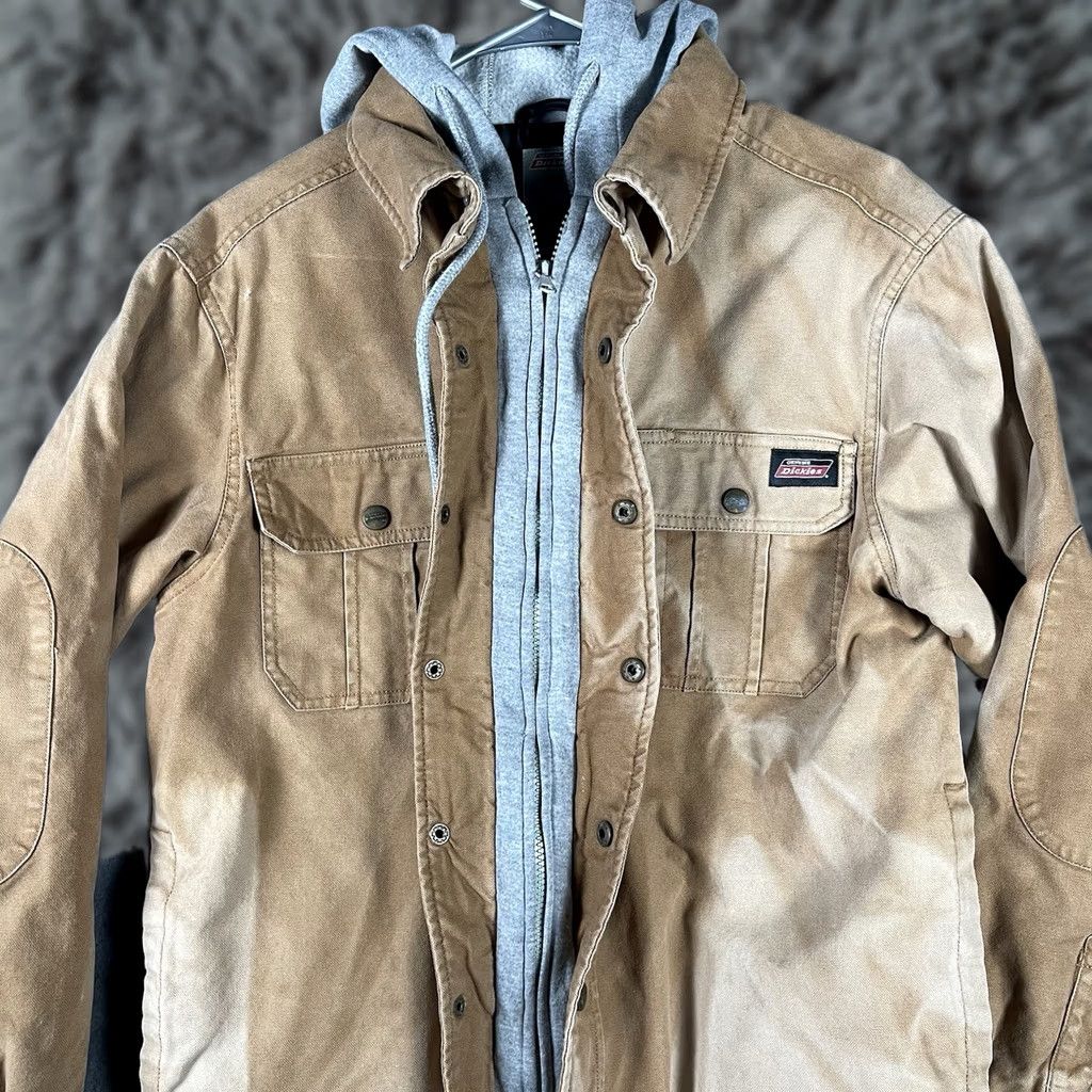 Dickies VINTAGE Dickies Jacket Small Brown Canvas Quilt Lined Hood Zip/Snap Distressed Men's Overcoat Pockets Fall Winter Size US S / EU 44-46 / 1 - 1 Thumbnail