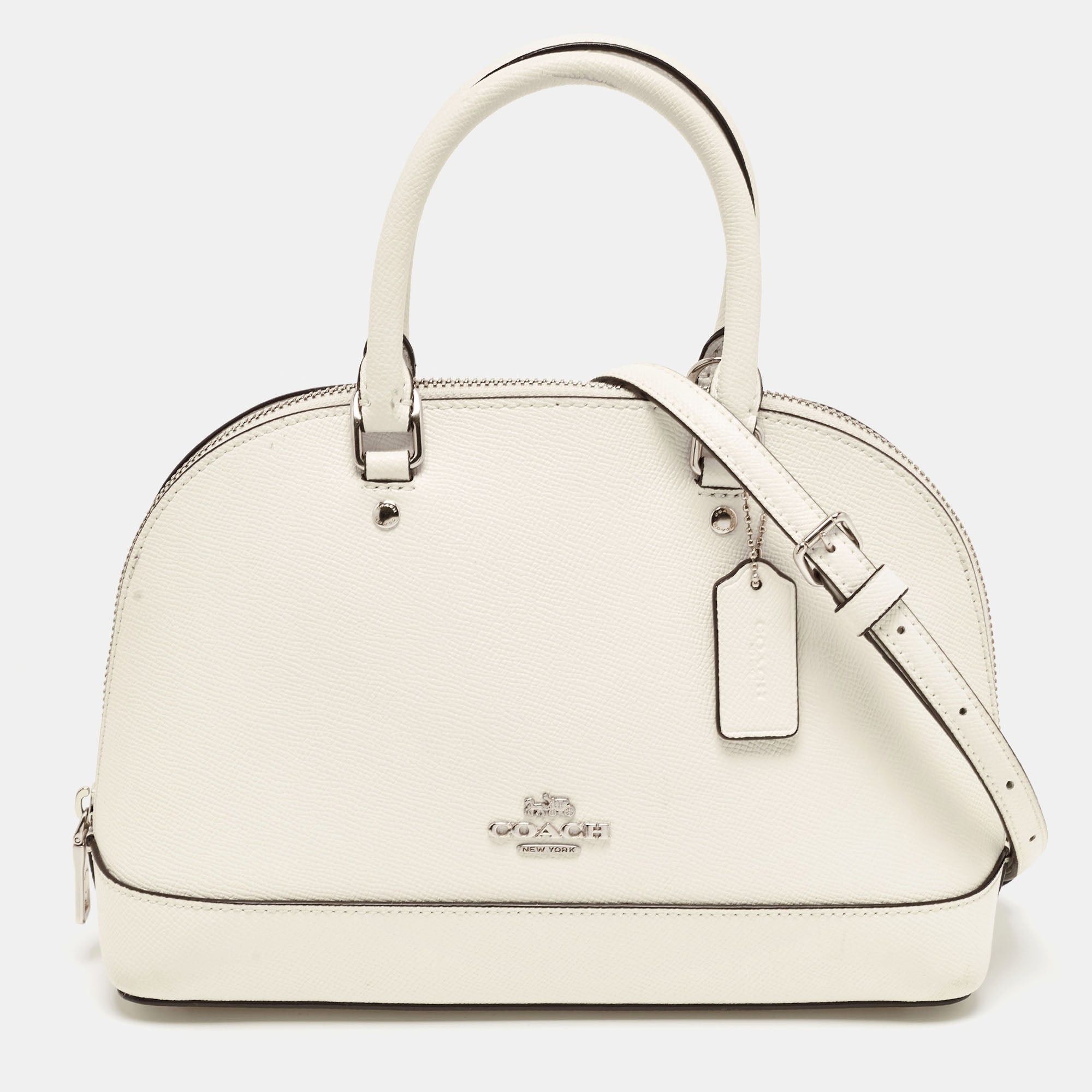 image of Coach Off White Leather Mini Sierra Satchel, Women's