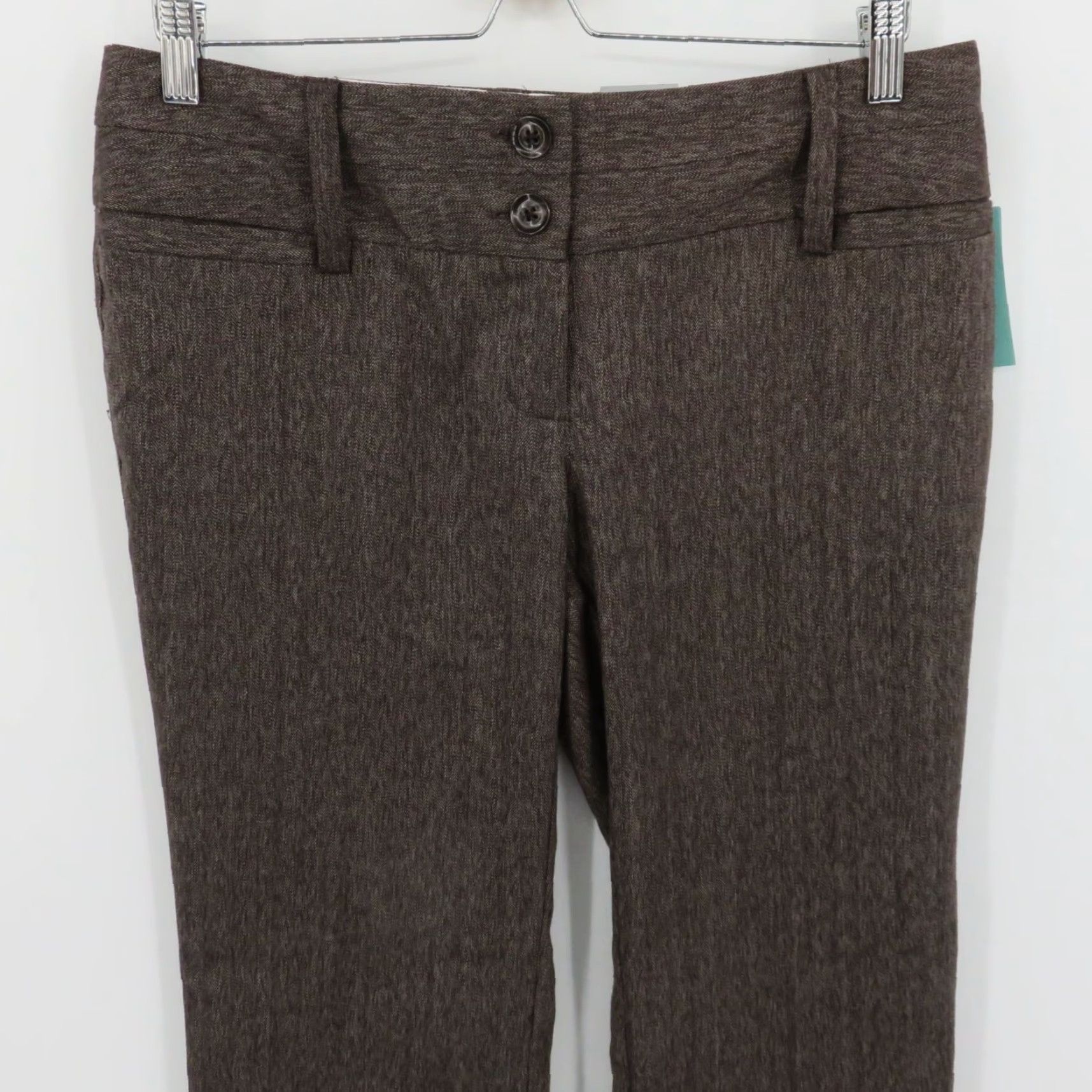Maurices Junior's 7 Short 7S Brown Heathered Dress Pants - Flat Front, Button Zip, New, Women, Regular, Size 7, Brown