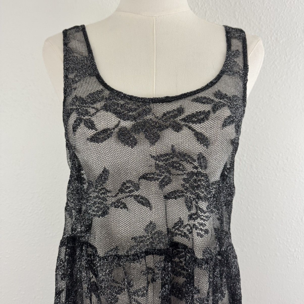 Other LOVE 2 BE LOVED Y2K Black Floral Edgy Sheer Mesh Tank Top Size L / US 10 / IT 46 - 2 Thumbnail