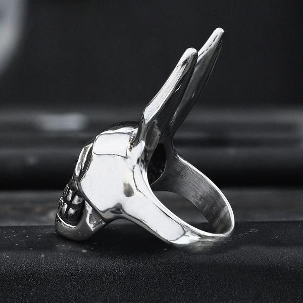 Japanese Brand × Jewelry × Vintage SIZE 10 Gothic Retro Rabbit Skull Ring Size ONE SIZE - 4 Thumbnail