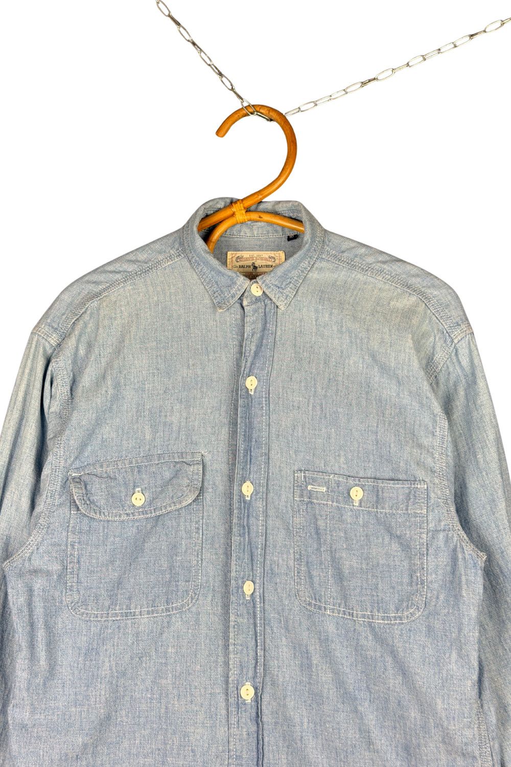 Ralph Lauren 90s RL Authentic Dungarees Chambray Work Shirt - Made in USA Size US XS / EU 42 / 0 - 3 Thumbnail