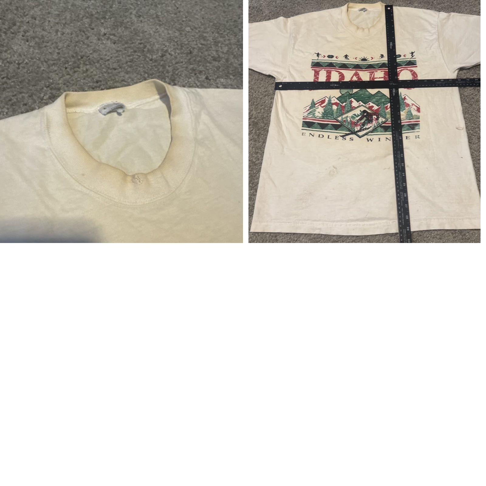 Endless VINTAGE IDAHO Endless Winter Sports Snowboard Ski T-Shirt 90s Large Skiing Mens White L Size US L / EU 52-54 / 3 - 8 Thumbnail