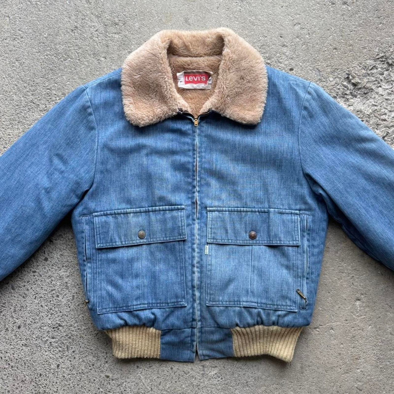 Levi's 70s Levi’s Faux Fur Lined Denim Bomber Jacket Size US S / EU 44-46 / 1 - 2 Thumbnail