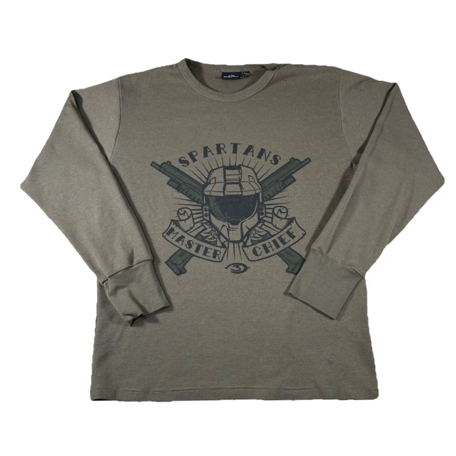 Halo Halo Master Chief Shirt Green Bungie Xbox 360 Thermal Long Sleeve XL Men Crew Neck Graphic Print 2000s Pop Culture Video Games Art Geek Mens Size US XL / EU 56 / 4 - 2 Thumbnail