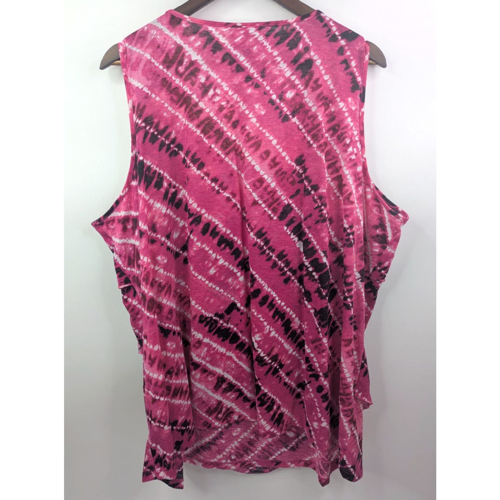 Vintage Catherines Blouse Shirt Sleeveless Tank Top Womens Plus 3X Pink Ruffles Vibrant V-Neck Easy Care Tiered For Casual Workwear Summer 90s Beach Preppy Size XXL / US 16-18 / IT 52-54 - 2 Thumbnail