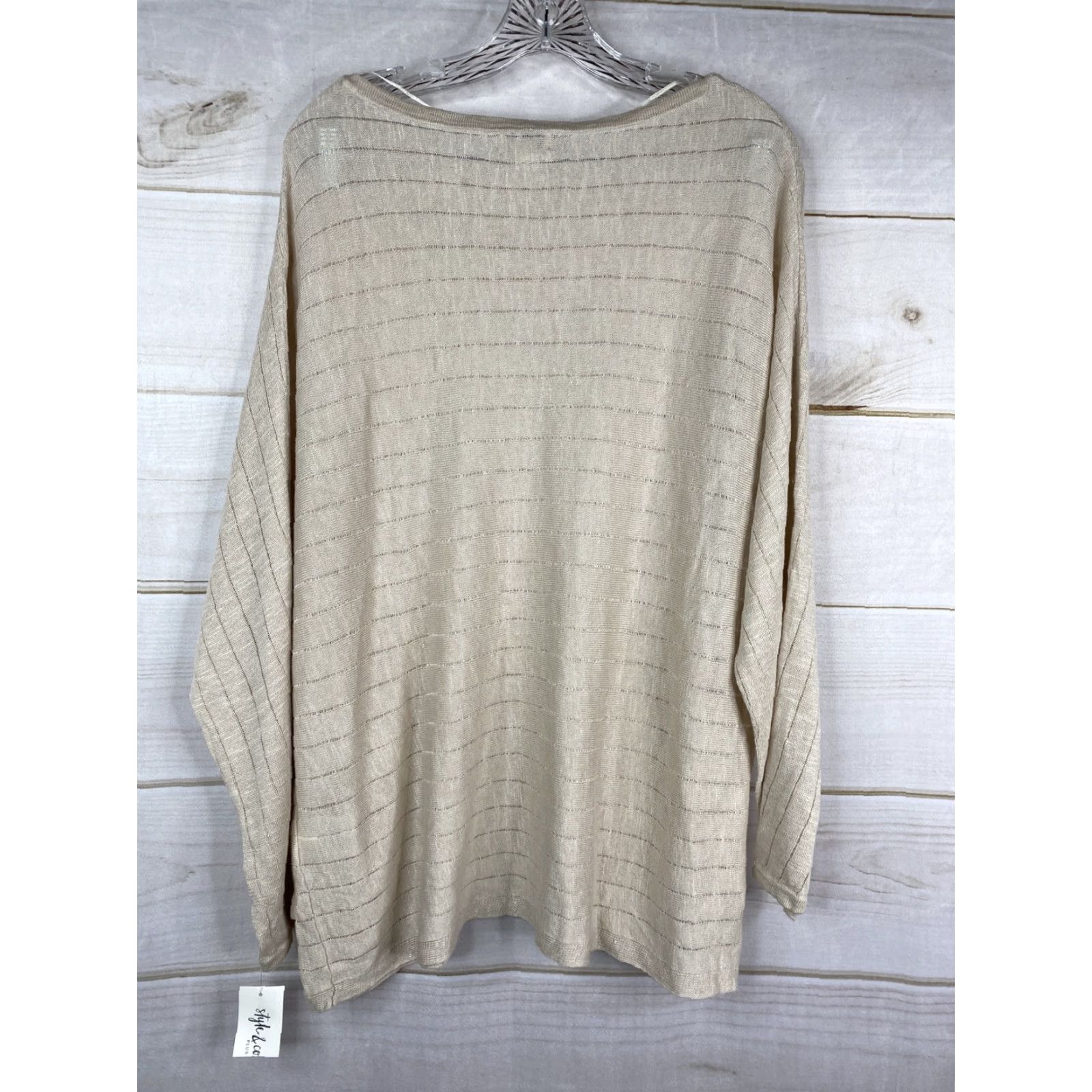 Vintage Style&Co Sweater Womens 1X Beige Linen Blend Dolman Sleeve Pullover Lightweight Knit Shirt Casual Modern 90s Size XL / US 12-14 / IT 48-50 - 6 Thumbnail