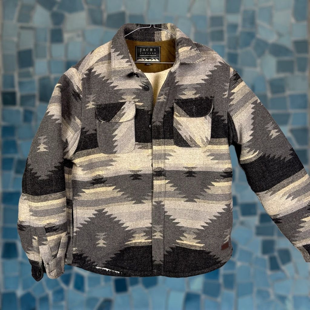 Vintage JACHS Flannel Jacket Mens M Sherpa Aztec Southwest Shirt Blanket Shacket Barn Size US M / EU 48-50 / 2 - 1 Thumbnail