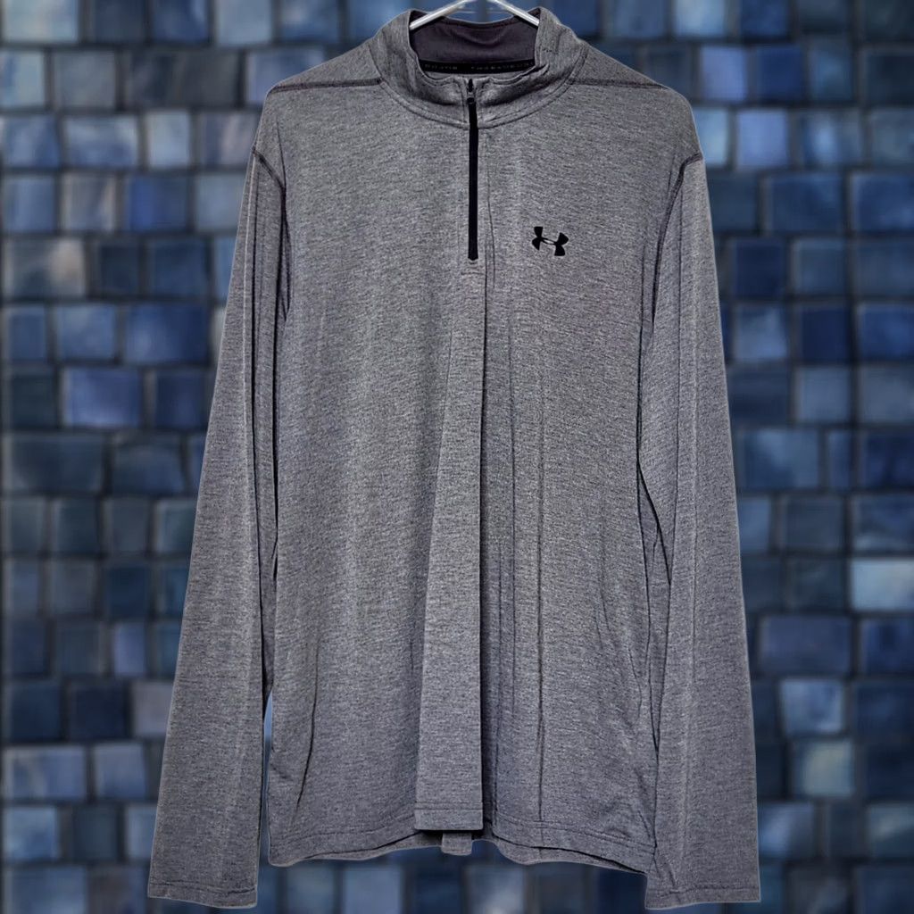 Under Armour Under Armour Mens 2XL Pullover Shirt 1/4 Zip Loose Threadborne Long Sleeve Gray Size US XXL / EU 58 / 5 - 1 Thumbnail