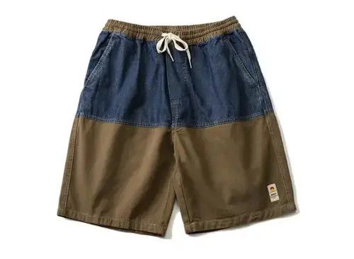 Jean 20SS Indigo Union Japan Khaki Denim Patchwork Shorts Size US 34 / EU 50 - 1 Thumbnail