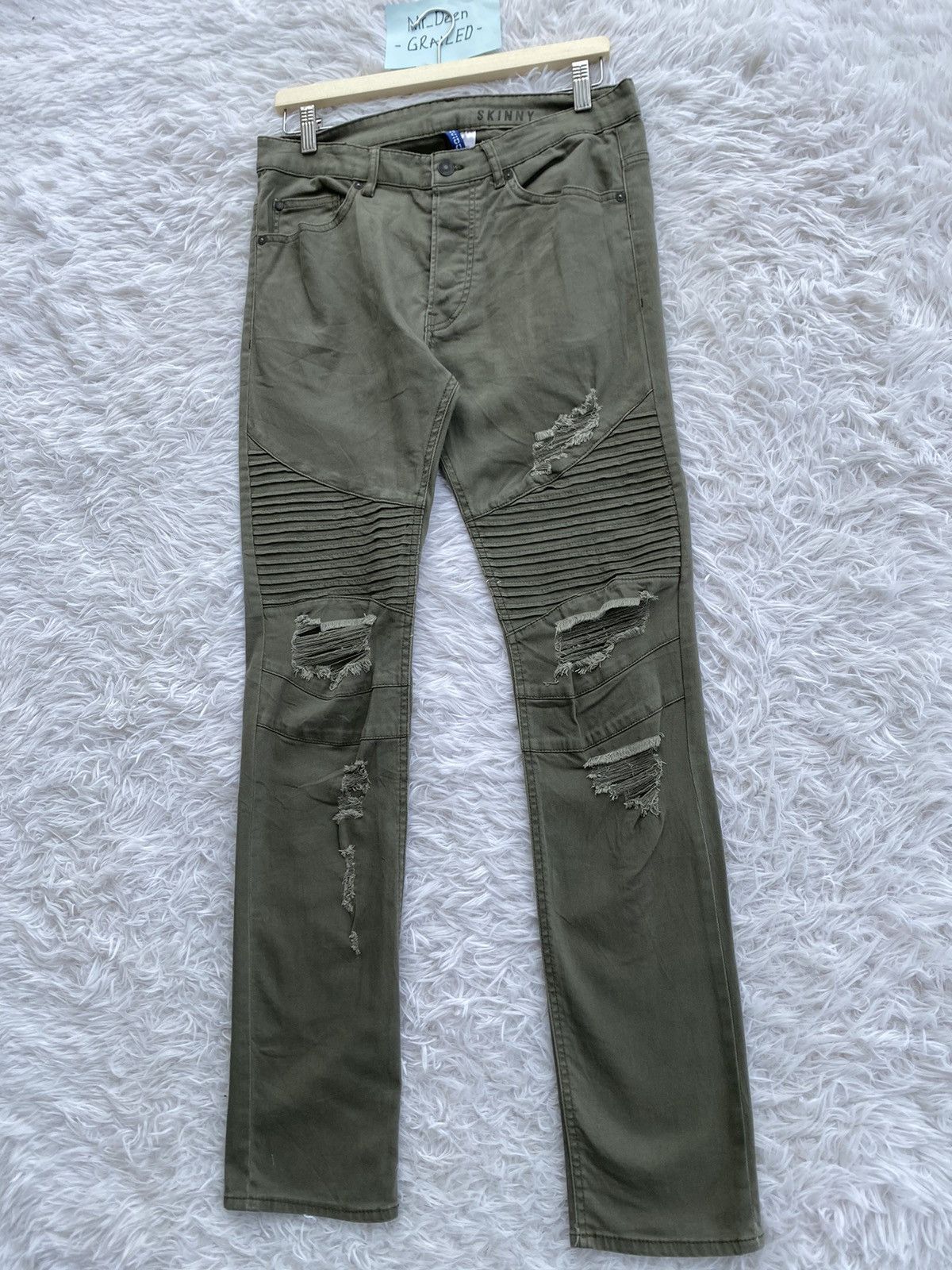 Japanese Brand Rare H&M Divided Distressed Biker Denim Skinny Pants Size US 31 - 3 Thumbnail