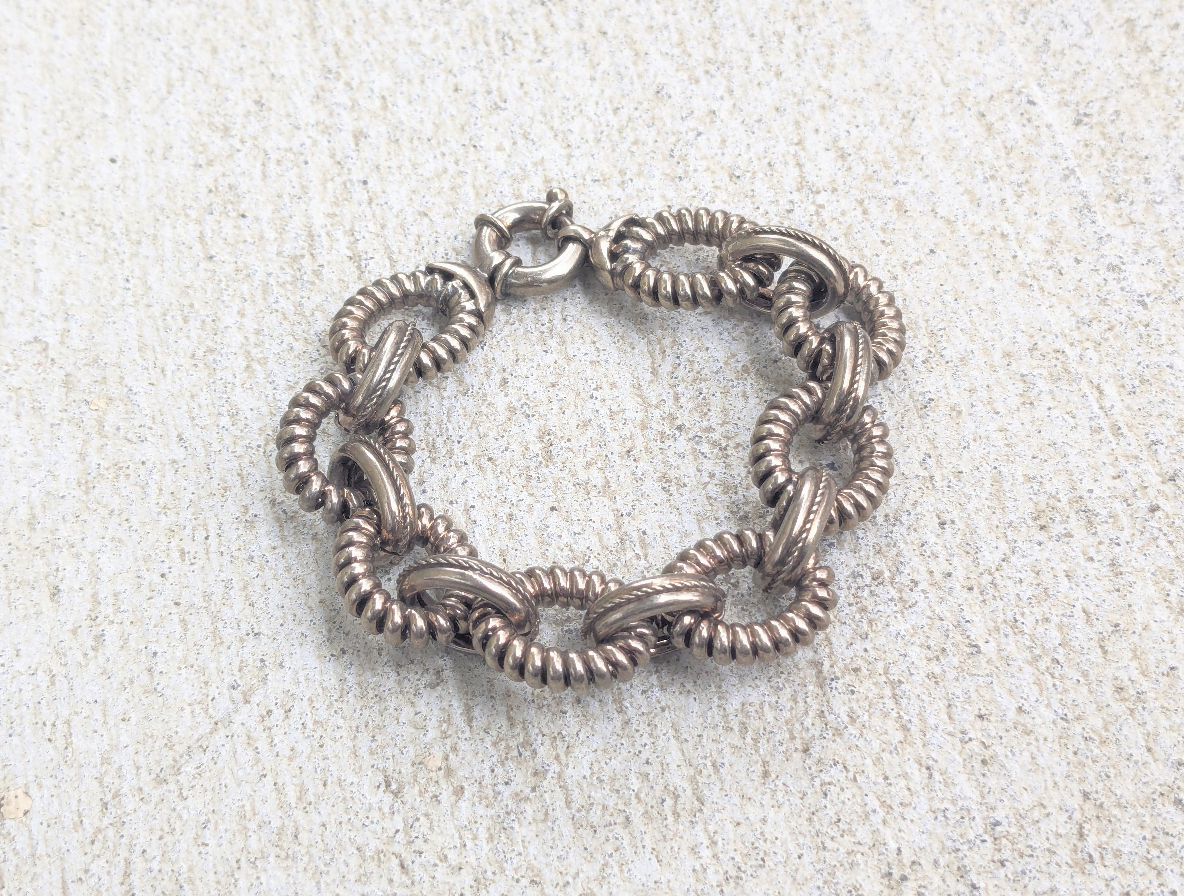 Jewelry Vintage Sterling Silver Bracelet Oval Thick Chunky 7.75 Size ONE SIZE - 2 Thumbnail
