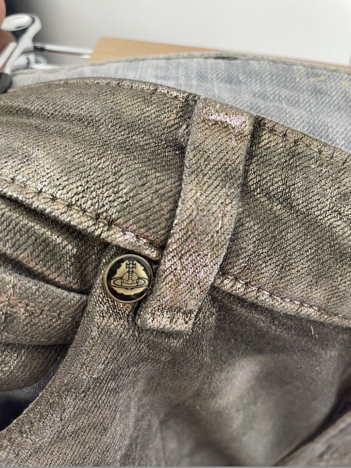 Lee × Vivienne Westwood Silver and Iridescent Jeans Size US 27 - 4 Thumbnail