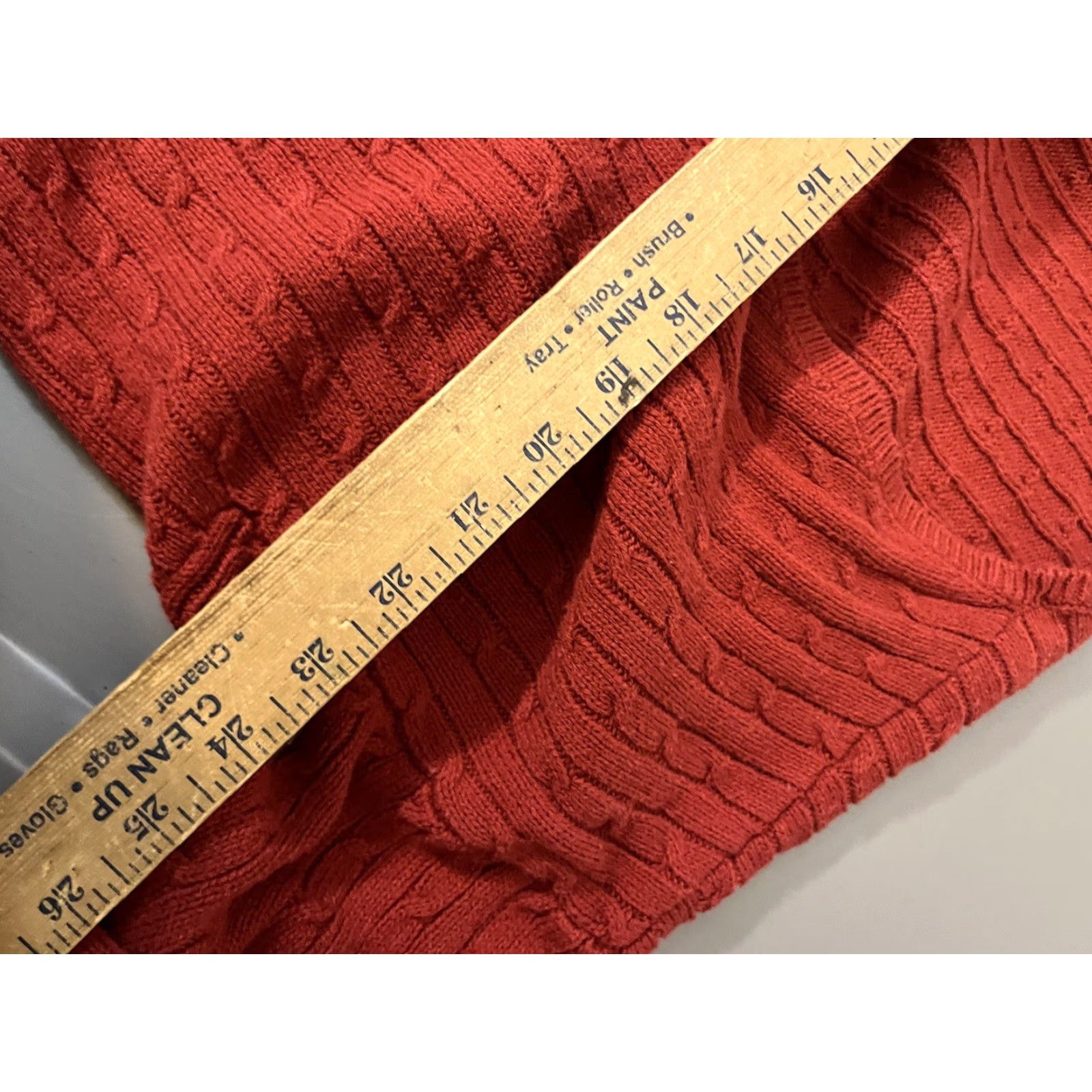 Vintage Kendall & Kylie Cable Knit V Neck Cropped Cardigan Sweater Brick Red Rust Large Size L / US 10 / IT 46 - 6 Thumbnail