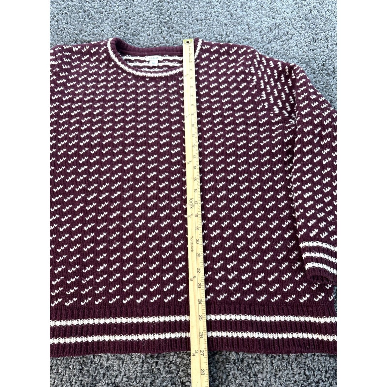 Vintage LL Bean Women's Sweater 2X Plus Wool Crewneck Red Knit Raglan Sleeve Traditional Geometric 100% Wool Classic Fit Pullover VINTAGE: No Size XXL / US 16-18 / IT 52-54 - 2 Thumbnail