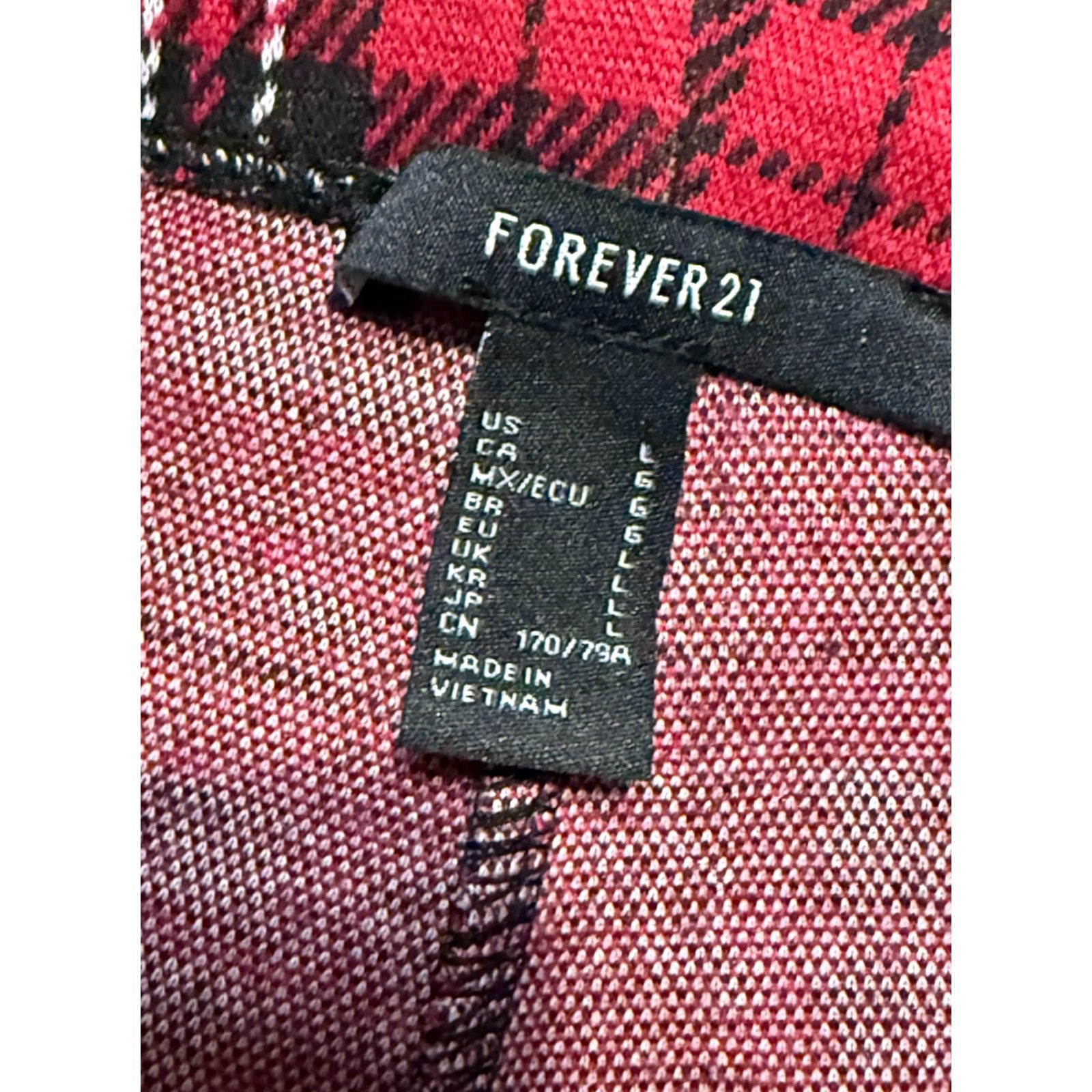 Forever 21 FOREVER 21 Pants Women's Size L Red Black White Plaid Straight Ankle Size 36" / US 14 / IT 50 - 4 Thumbnail