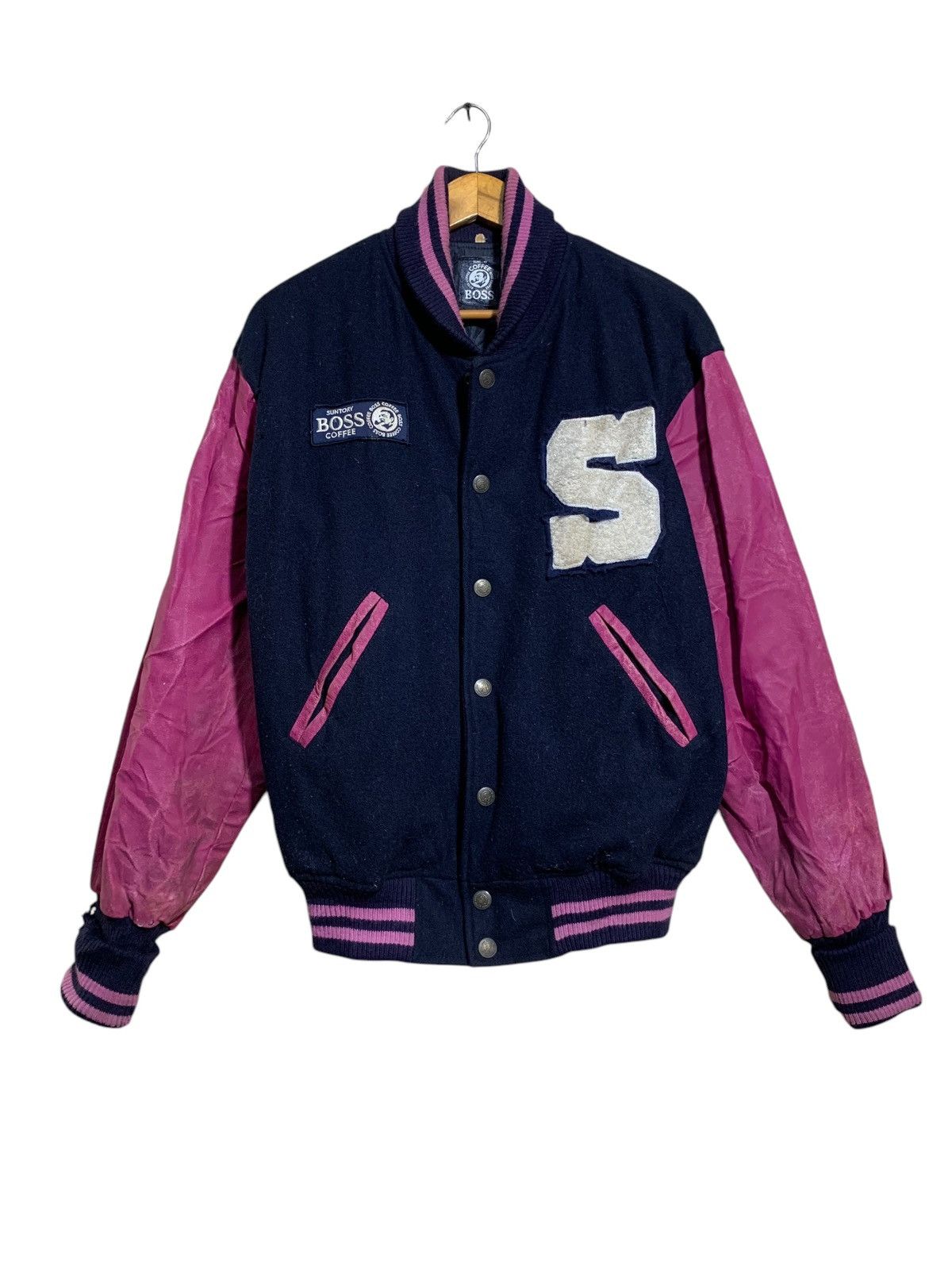 Vintage 🔥VERY WORN VTG SUNTORY BOSS COFFEE VARSITY JACKETS Size US M / EU 48-50 / 2 - 6 Thumbnail
