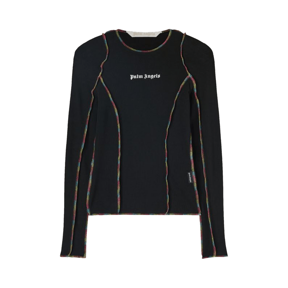 Palm Angels o1gr1nt0425 Rainbow Stitching Fit T-Shirt in Black Size XS / US 0-2 / IT 36-38 - 1 Thumbnail
