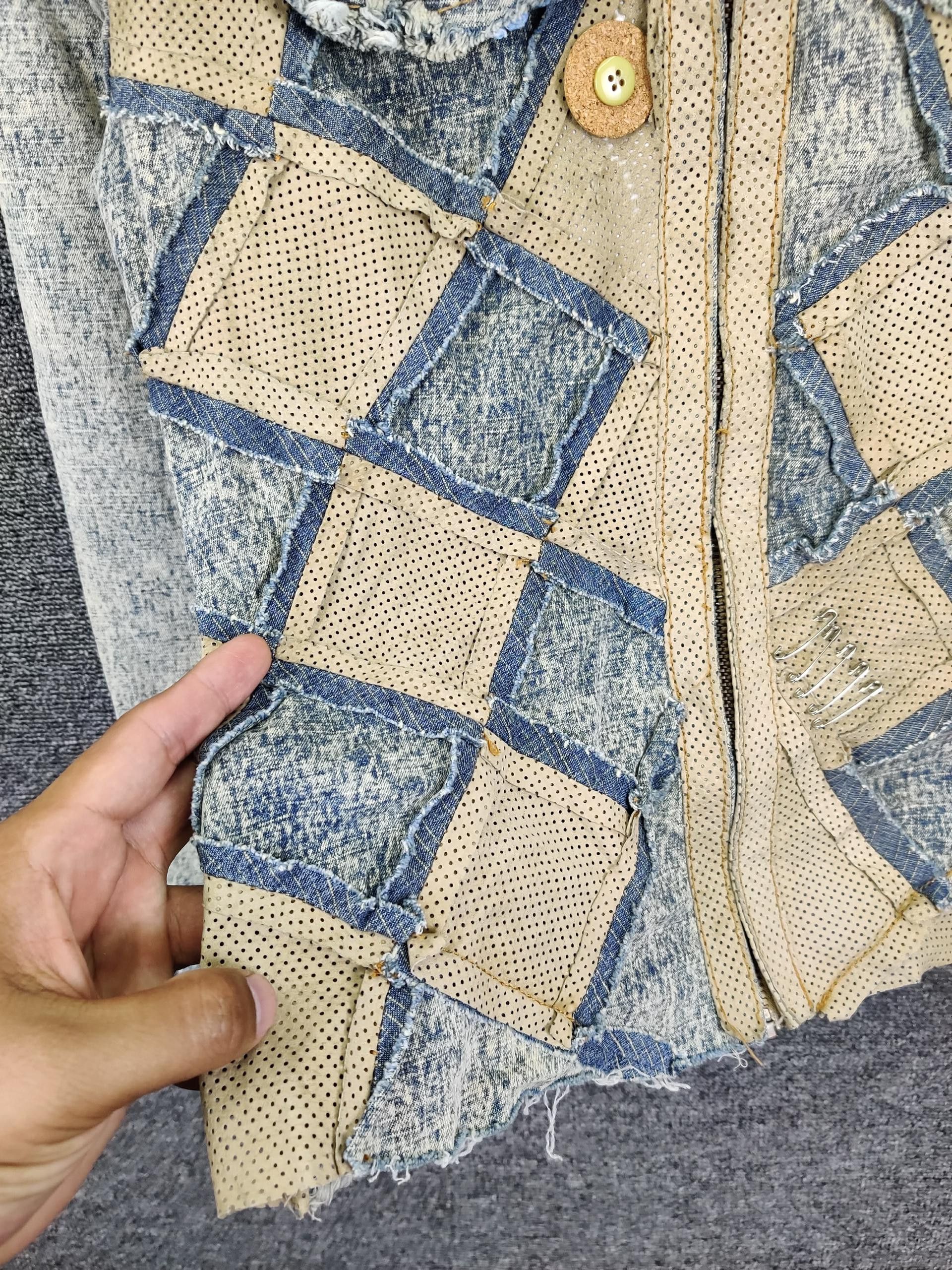 Vintage Vintage Acid Wash Checkerboard Patchwork Denim Jacket Size US S / EU 44-46 / 1 - 8 Thumbnail