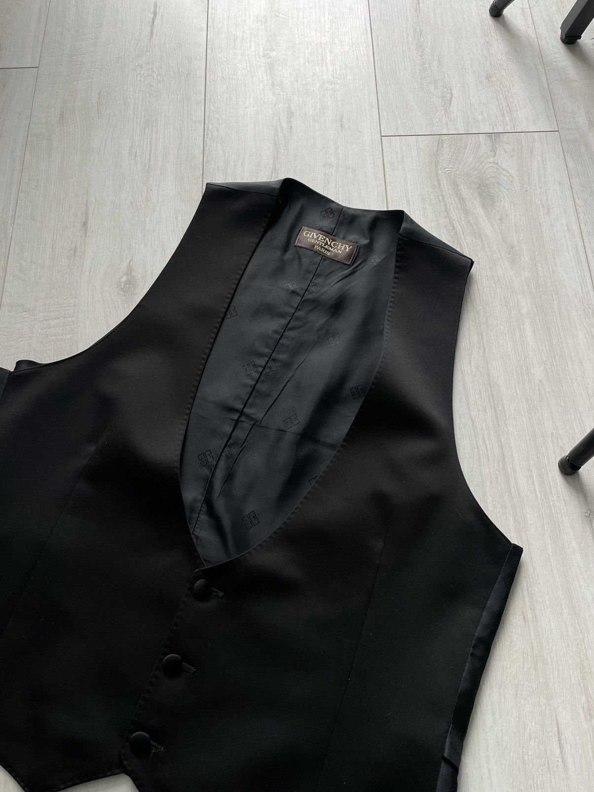 Givenchy Vintage 80’s Givenchy Gentleman Paris Vest Black Monogram Size 38R - 4 Thumbnail