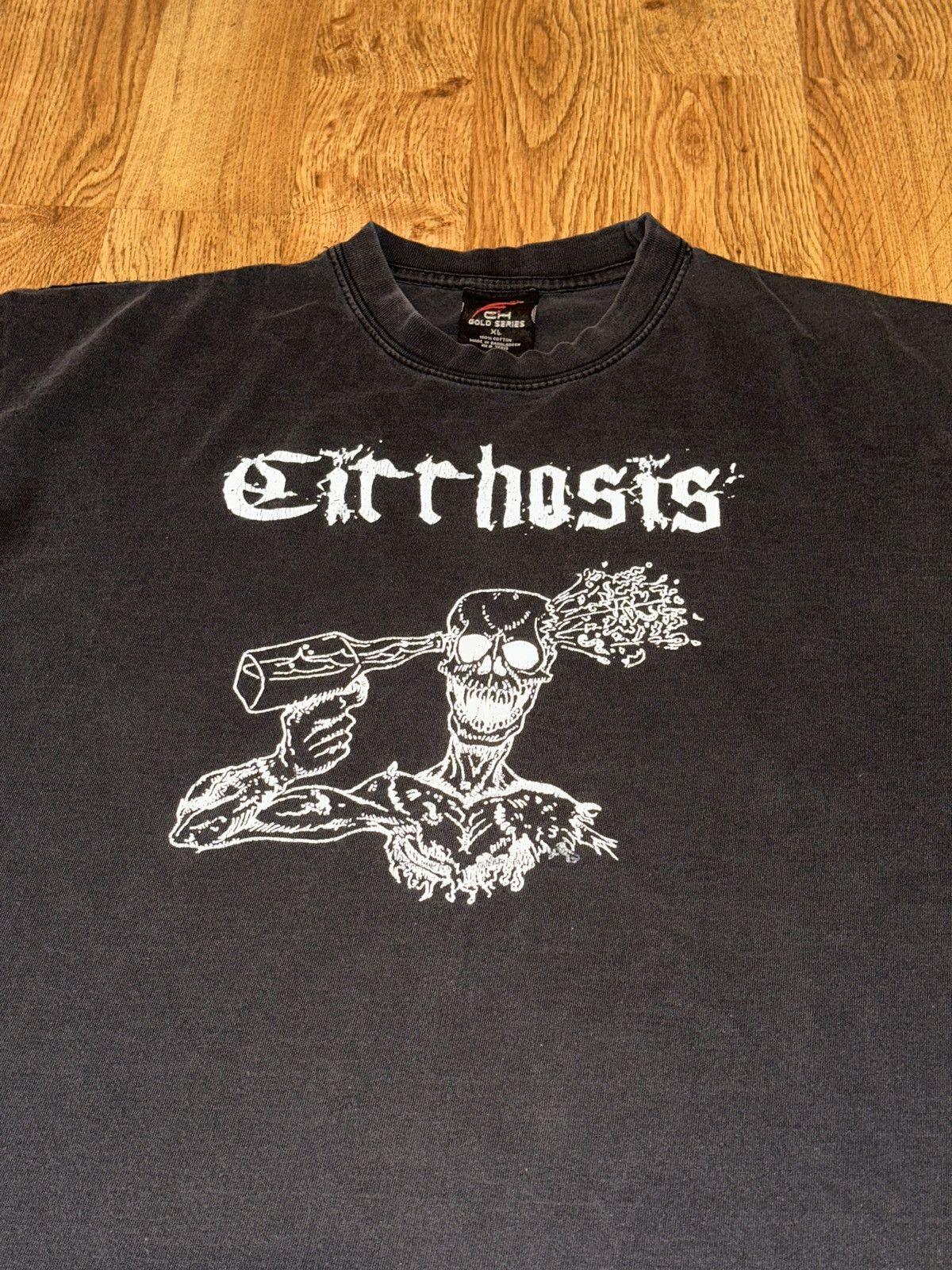Band Tees × Vintage Vtg CIRRHOSIS Band Script & Skull Logo Tee XL Size US XL / EU 56 / 4 - 2 Thumbnail
