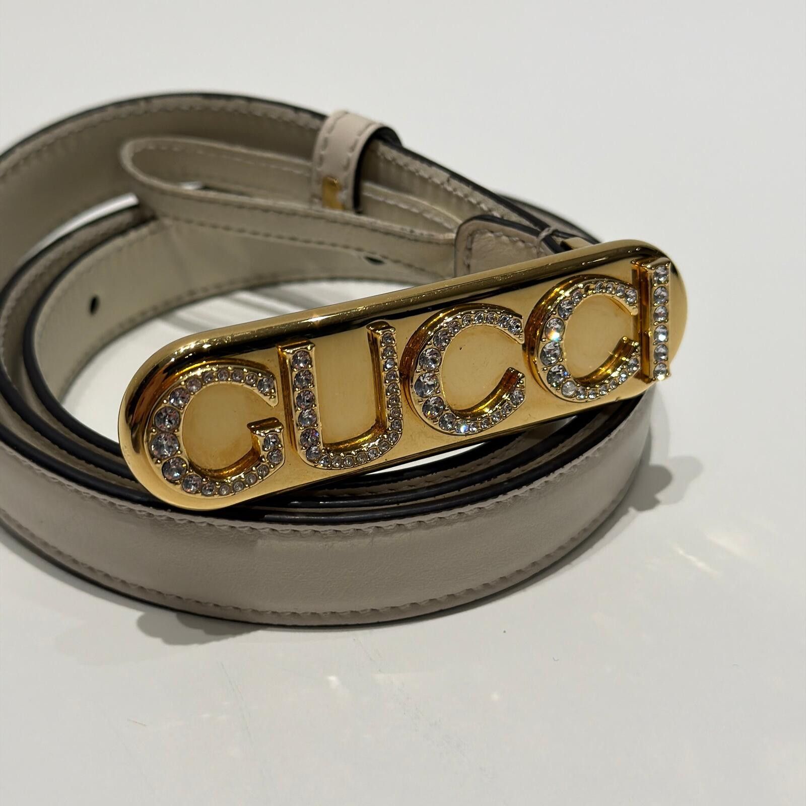 Gucci Gucci Calfskin Crystal Logo Thin Belt Size ONE SIZE - 2 Thumbnail