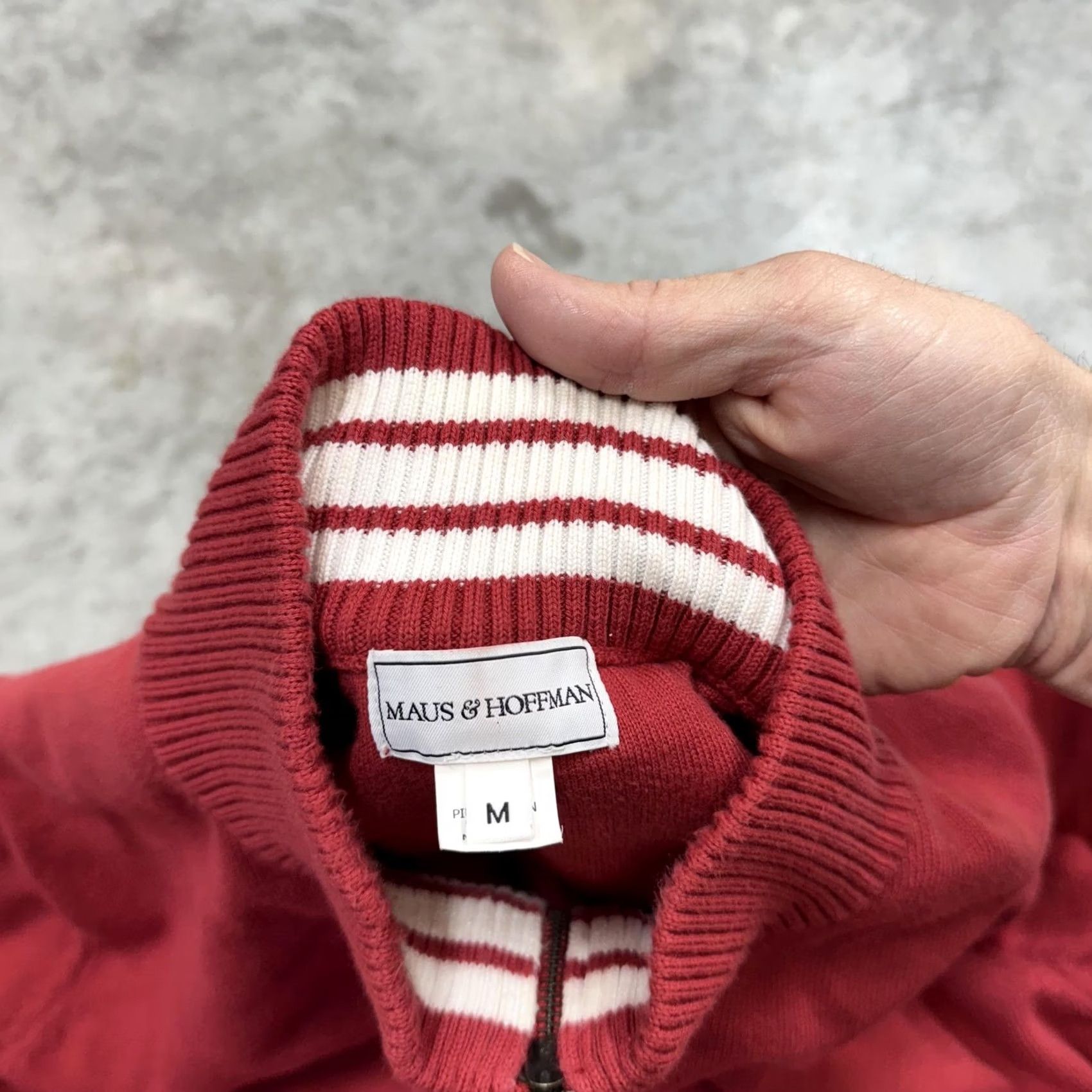 Vintage Maus & Hoffman Sweater Mens Medium Red Quarter Zip Pima Cotton Mock Neck Size US M / EU 48-50 / 2 - 2 Thumbnail