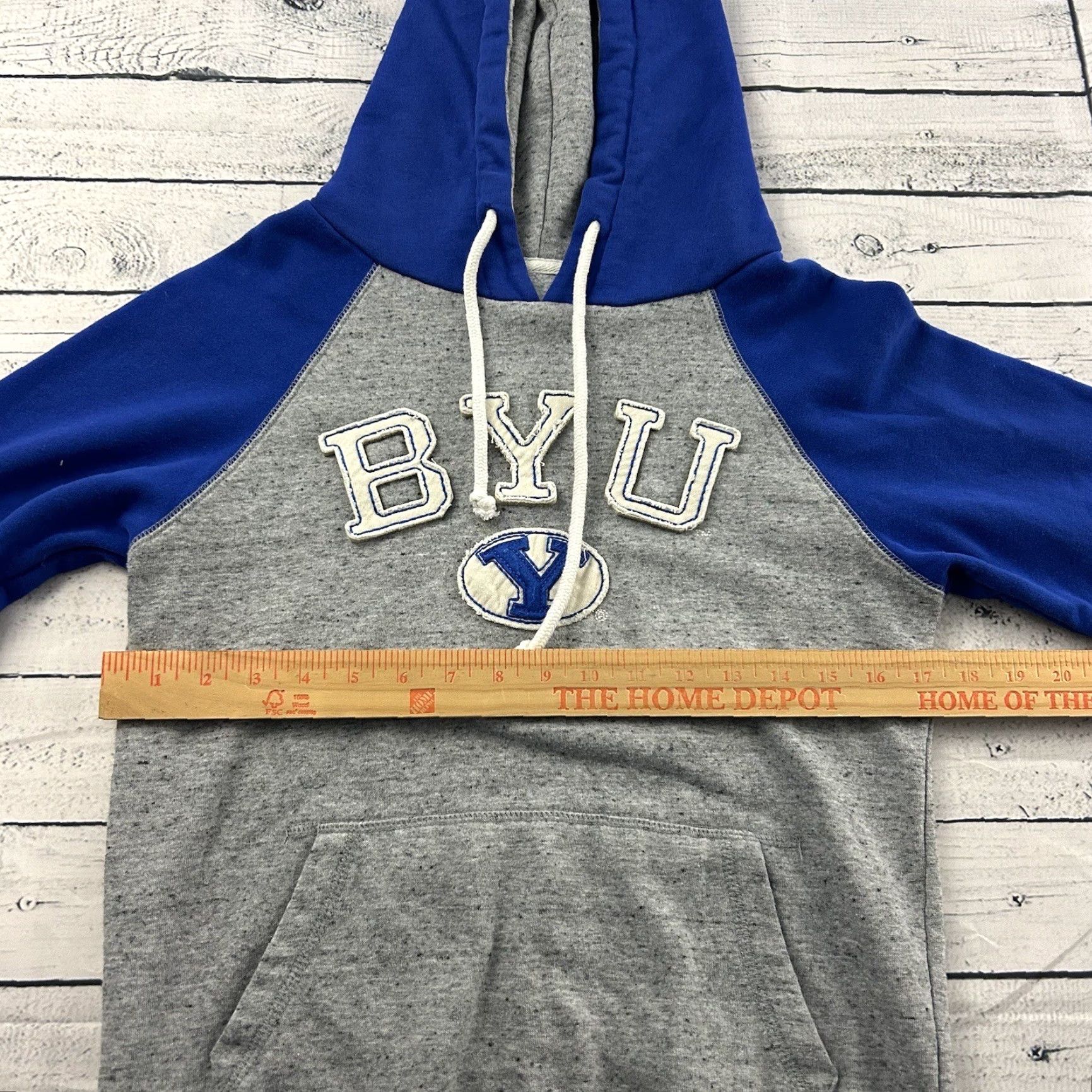Vintage BYU Pullover Hooded Kangaroo Pocket Campus Crew Sweatshirt Women's XS Gray Blue Size XS / US 0-2 / IT 36-38 - 3 Thumbnail