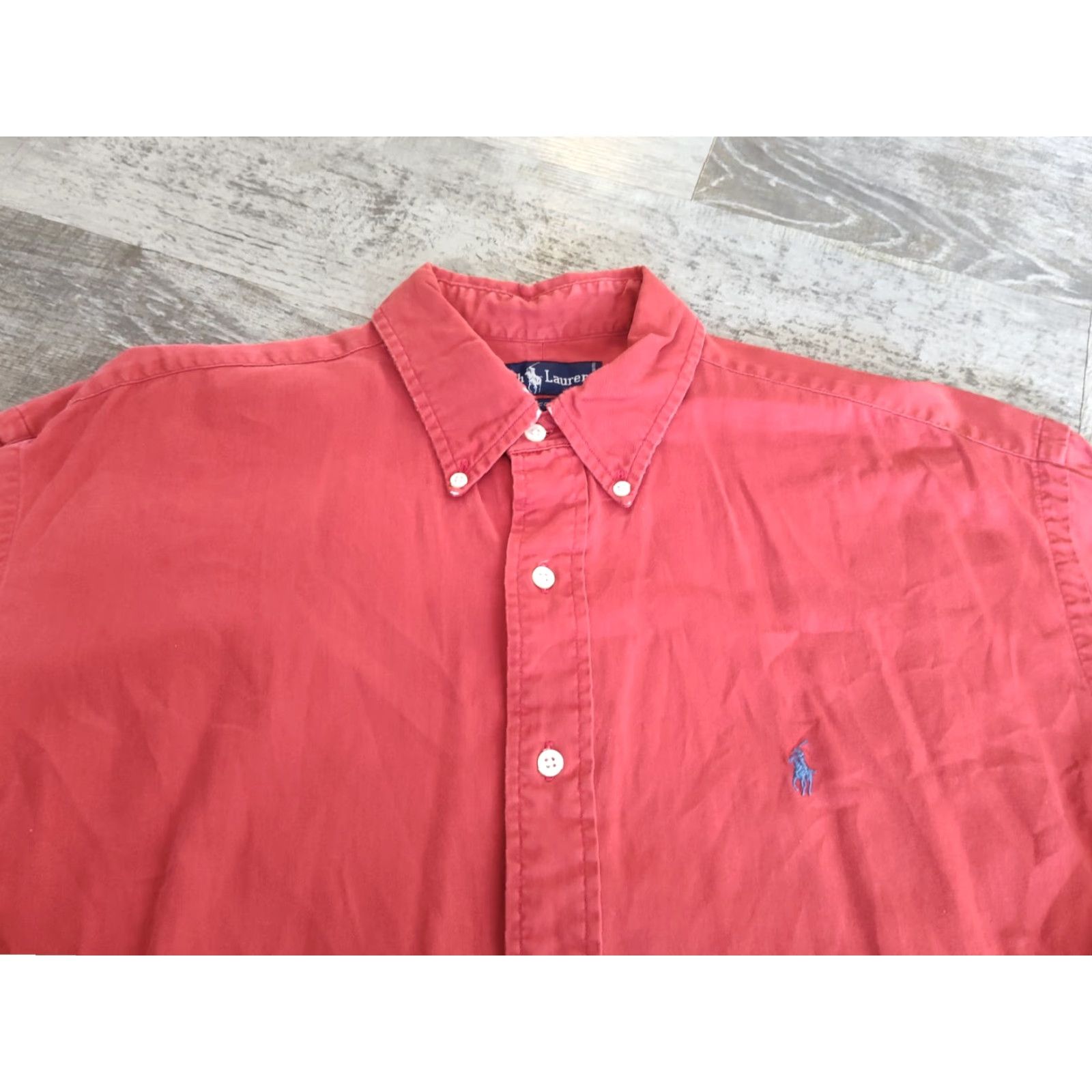 Polo Ralph Lauren VINTAGE Polo Ralph Lauren Men's Button-Down Shirt 100% Cotton Red Collared Long Sleeve Retro 90s Classic Size L Size US L / EU 52-54 / 3 - 6 Thumbnail
