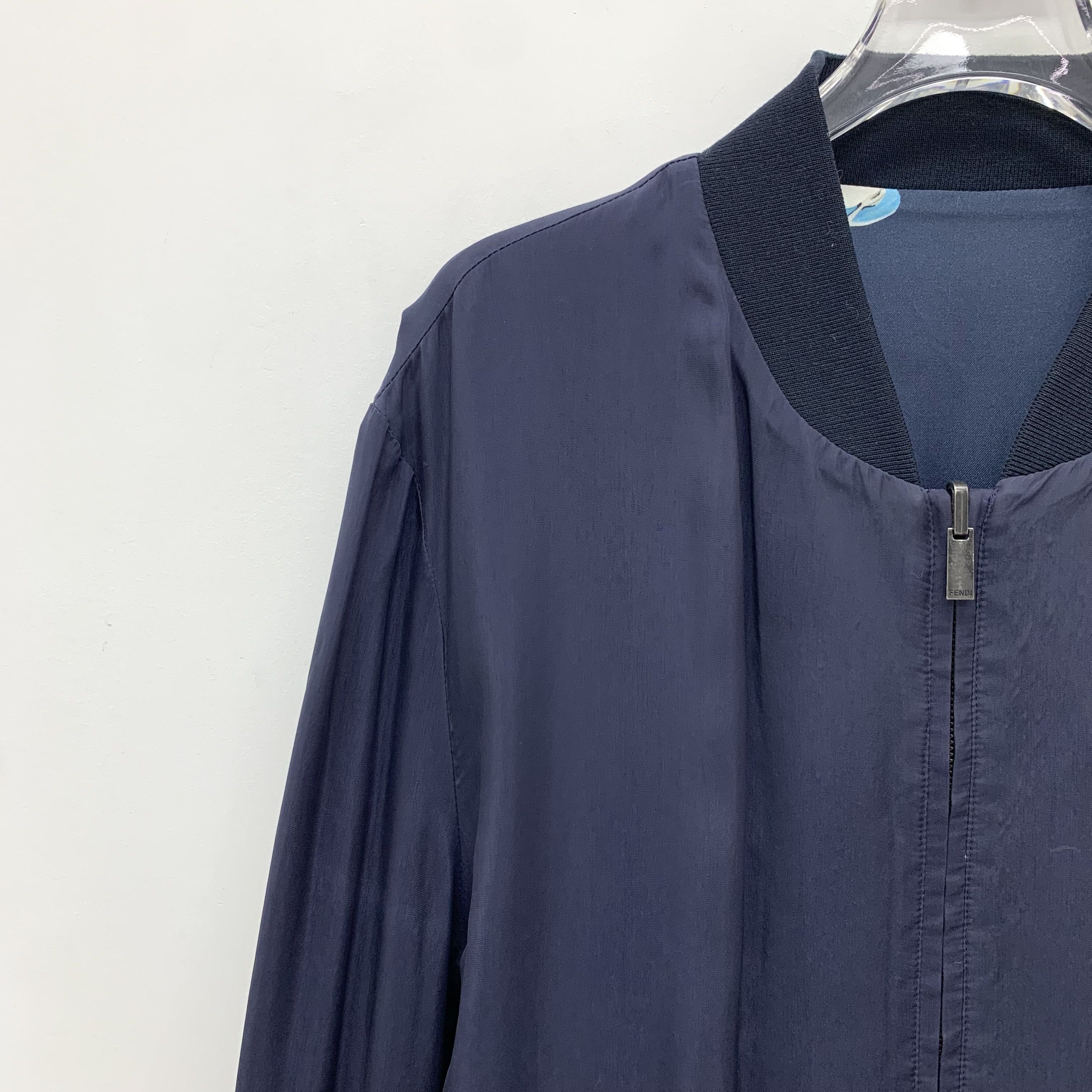 Fendi Fendi Navy Cartoon Print Silk Reversible Jacket (Size 48) Size US M / EU 48-50 / 2 - 6 Thumbnail