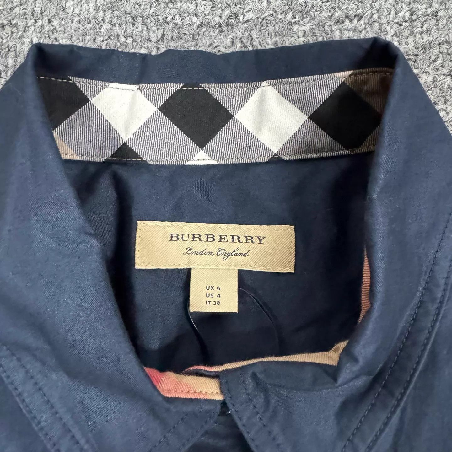 Burberry Burberry Navy Check Ruffle Collar Waist Shirt Dress UK6 Size M / US 6-8 / IT 42-44 - 5 Thumbnail
