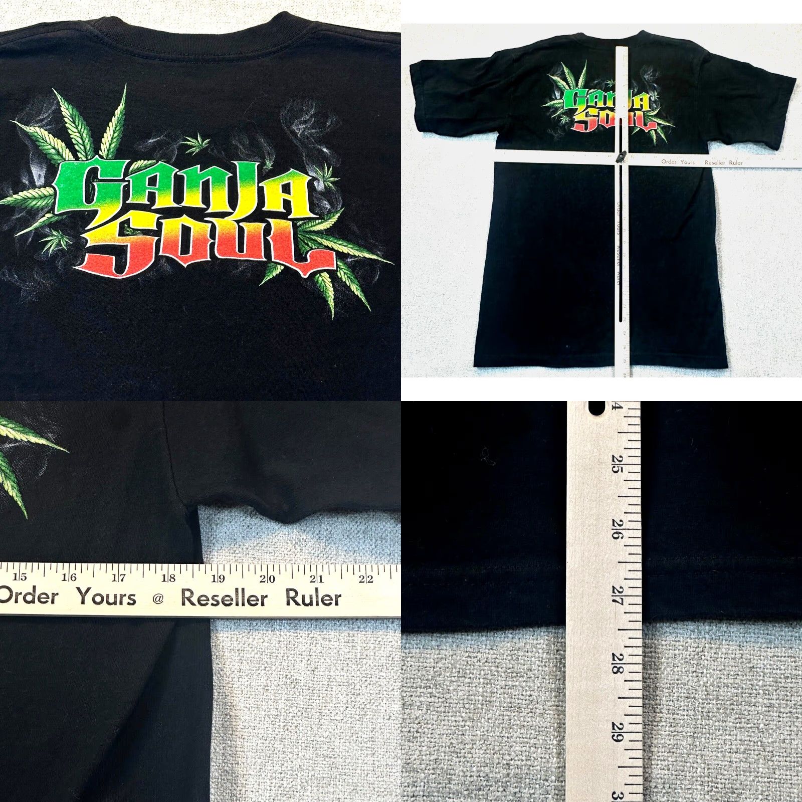 Vintage Ganja Soul Mens Medium Skeleton Dreads Guitarist Lion Rasta Marijuana Weed Tee Size US M / EU 48-50 / 2 - 8 Thumbnail