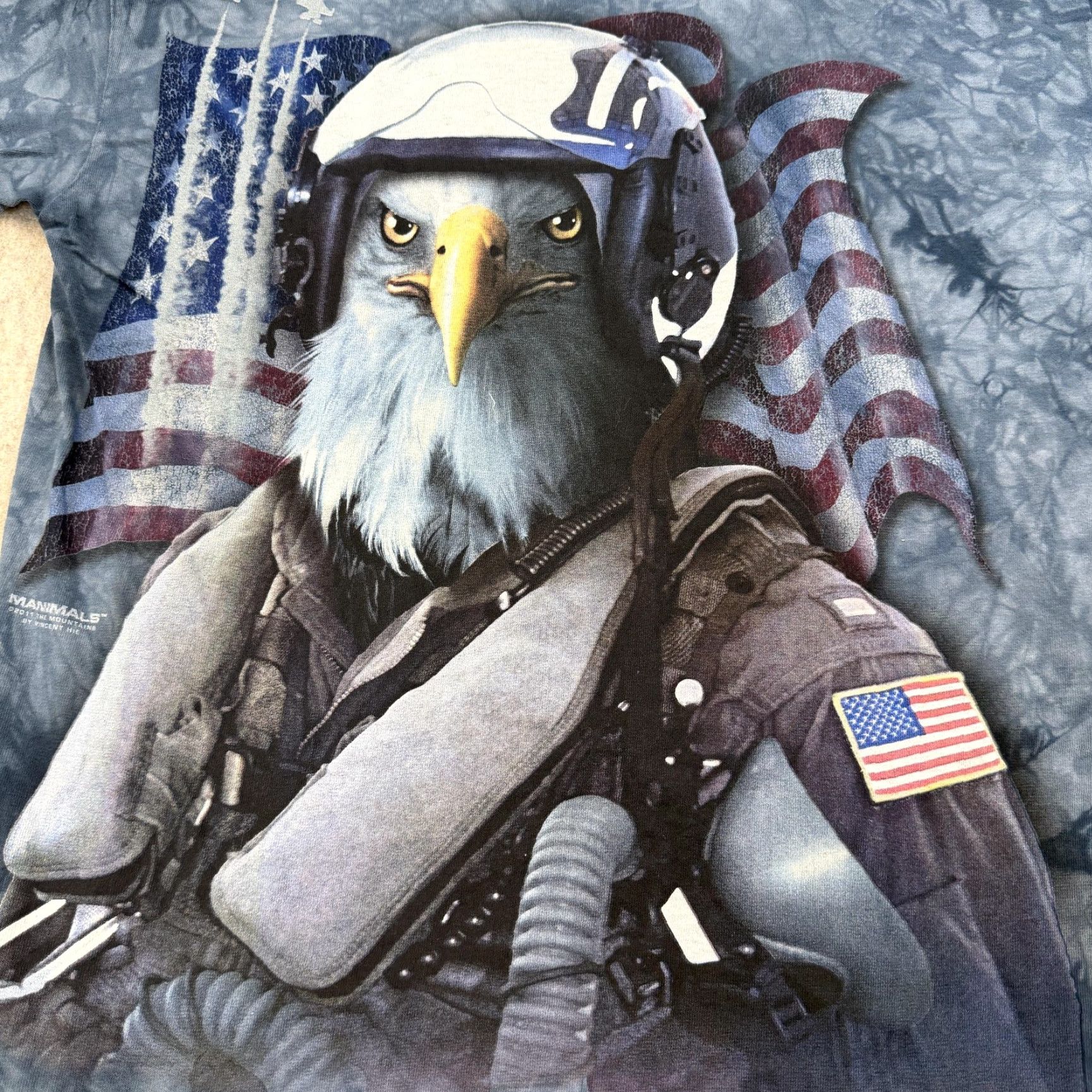The Mountain The Mountain Shirt Mens Large Blue Eagle Fighter Pilot American Flag Graphic Size US L / EU 52-54 / 3 - 4 Thumbnail