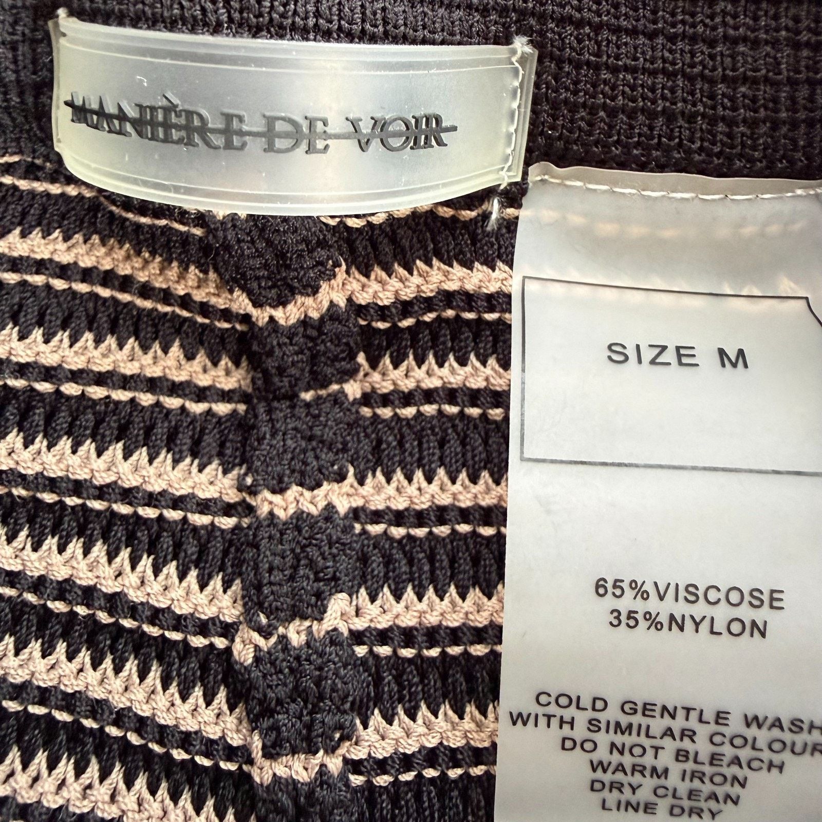 Maniere De Vior Maniere De Voir Bandage Flare Pants Y2K Ribbed Knit Stripe Size 22" - 5 Thumbnail